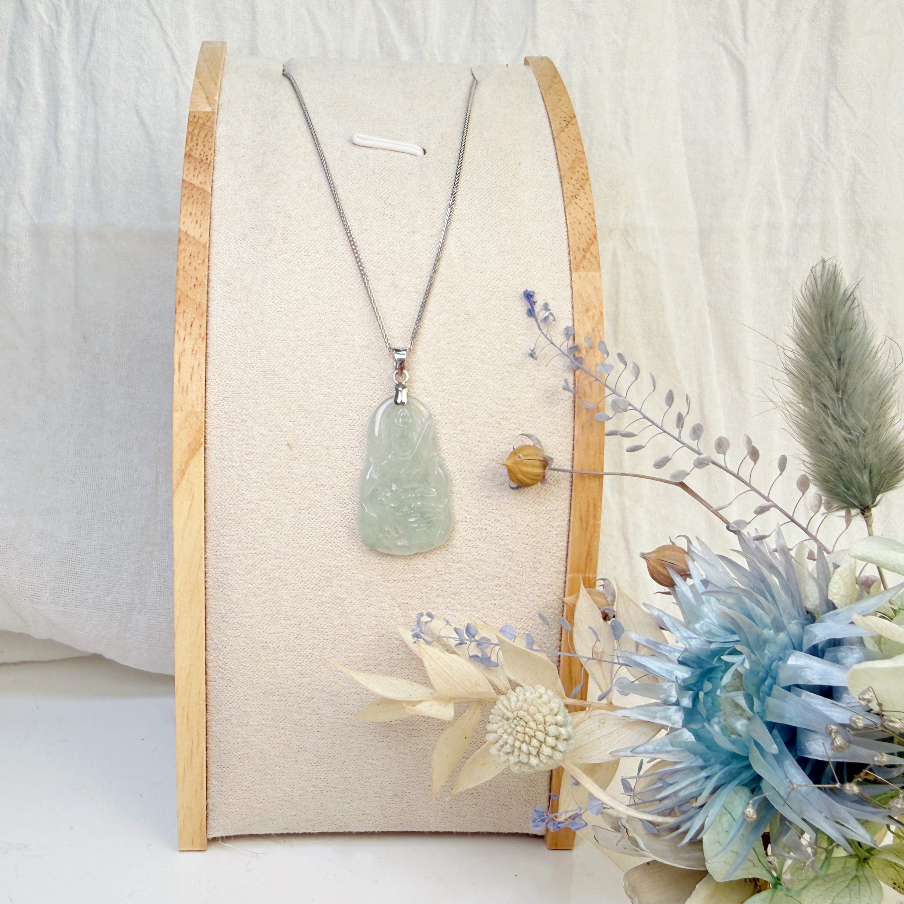 智慧呈祥/考運提升-《冰種翡翠文殊菩薩項鍊》