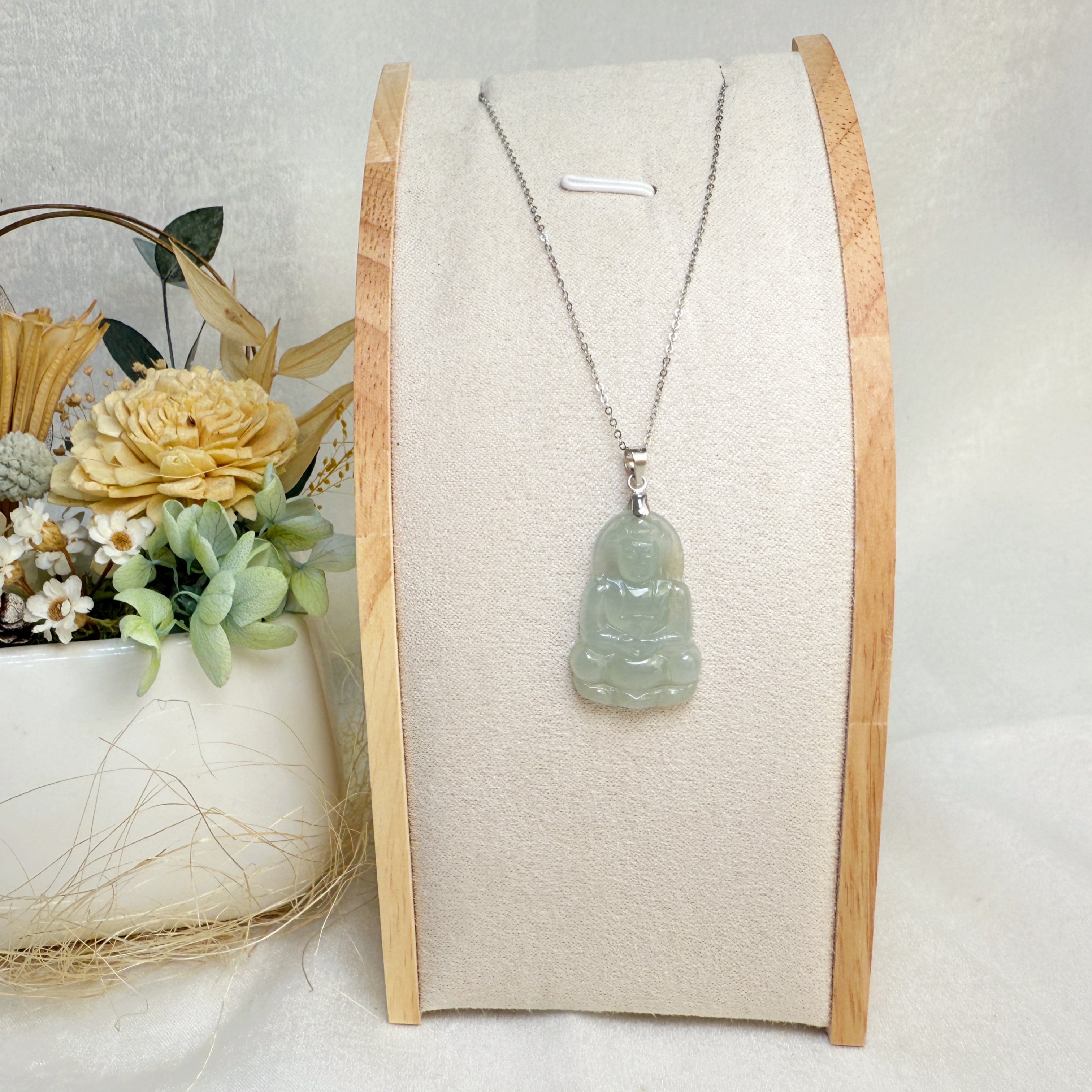 平安吉祥/心靈安定-《冰種緬甸玉觀音項鍊》