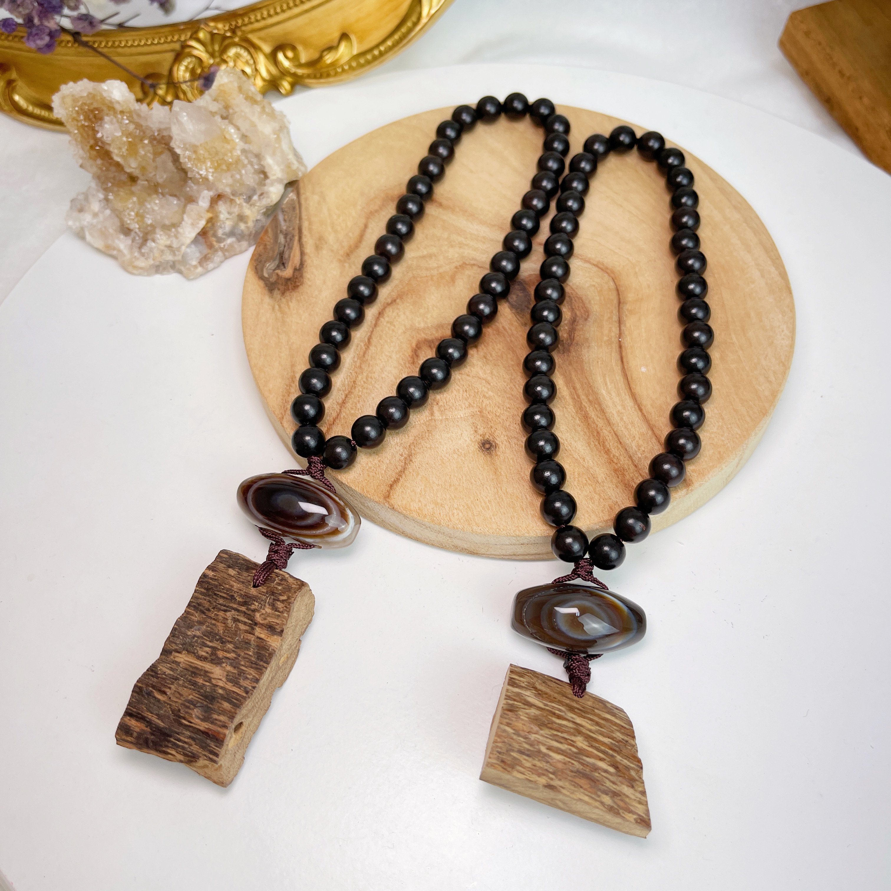 收藏級-《野生沉香原木塊·天珠吊飾》