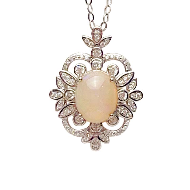 多色遊彩/天然蛋白石-《霓虹火彩蛋白石項鍊》