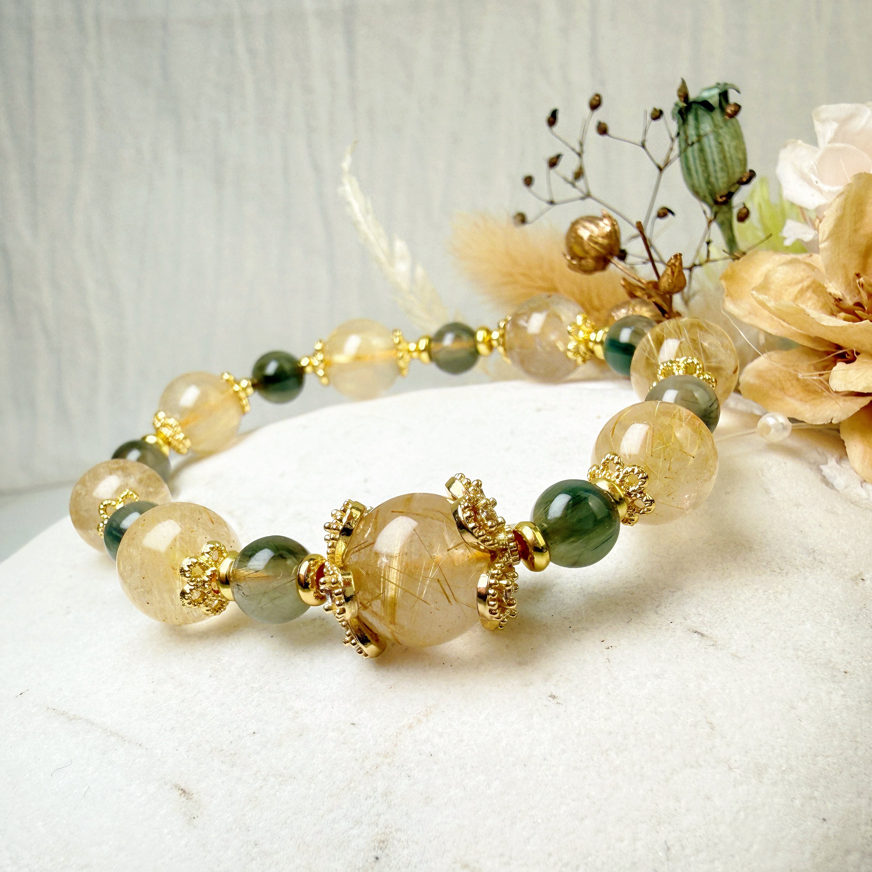 財富能量/高磁場-《鈦晶綠髮設計款手鍊》