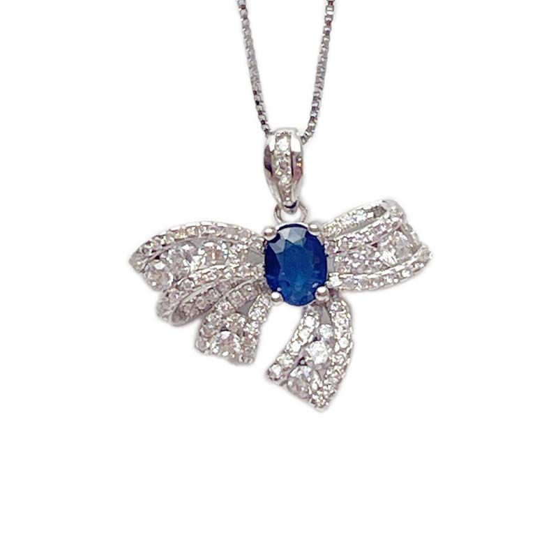 蝴蝶結藍寶項鍊