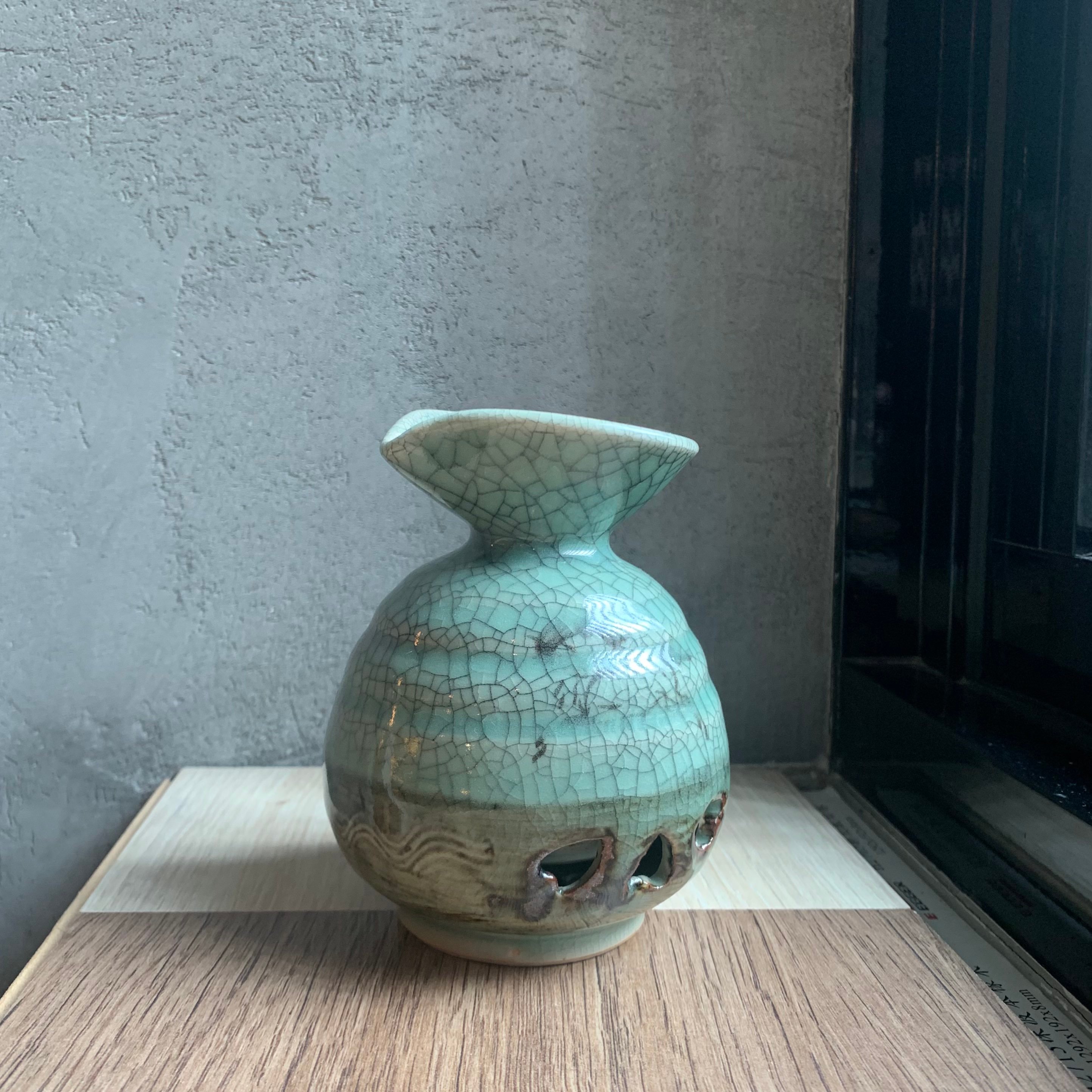 大堀相馬燒 京月窯 裂縫之壺 清酒壺