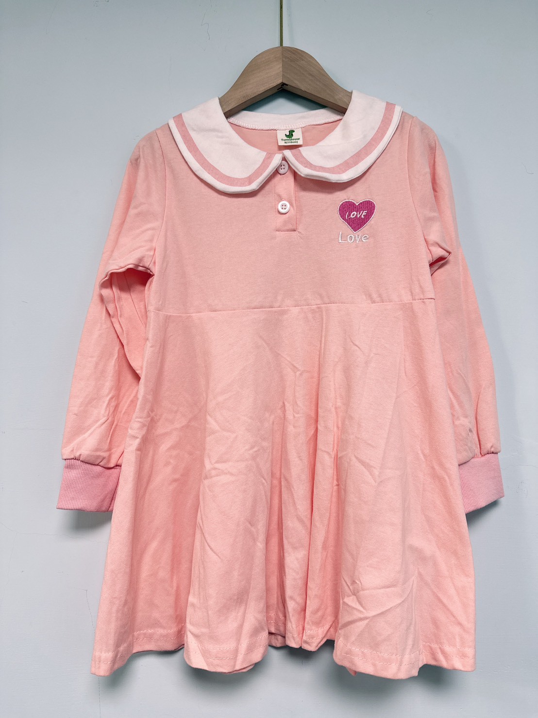 【Mini Heart Collar Dress ◆韓系◆粉色◆愛心領洋裝】