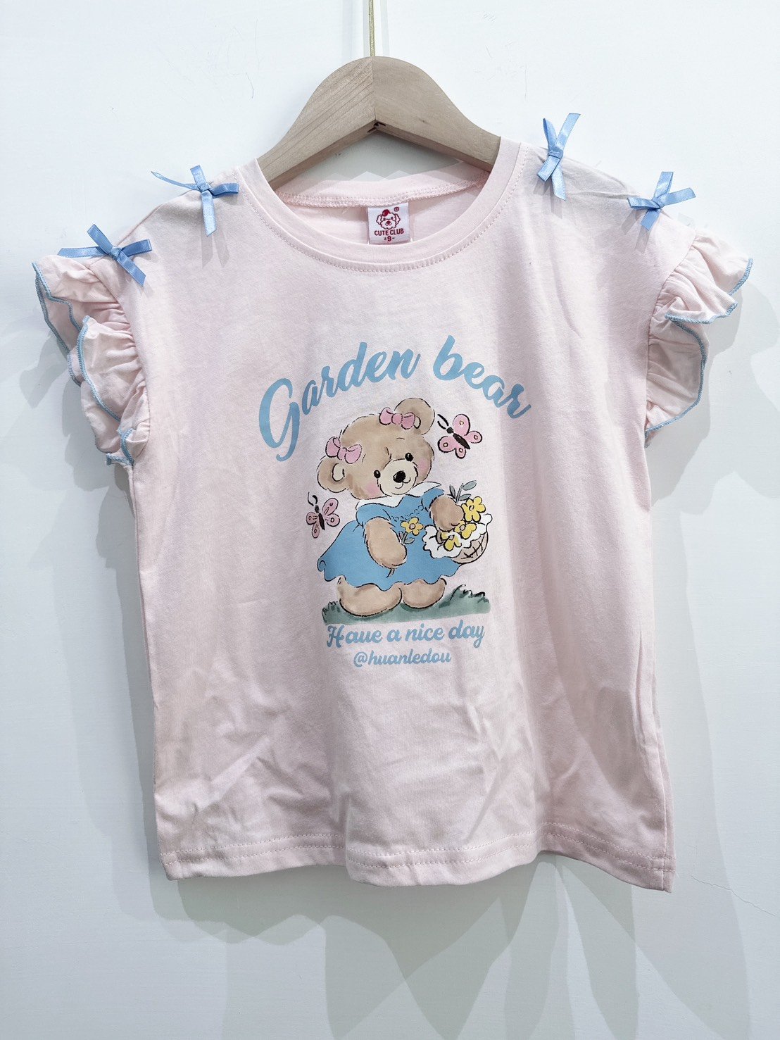 【Garden Bear 肩膀蝴蝶結荷葉袖｜短T】