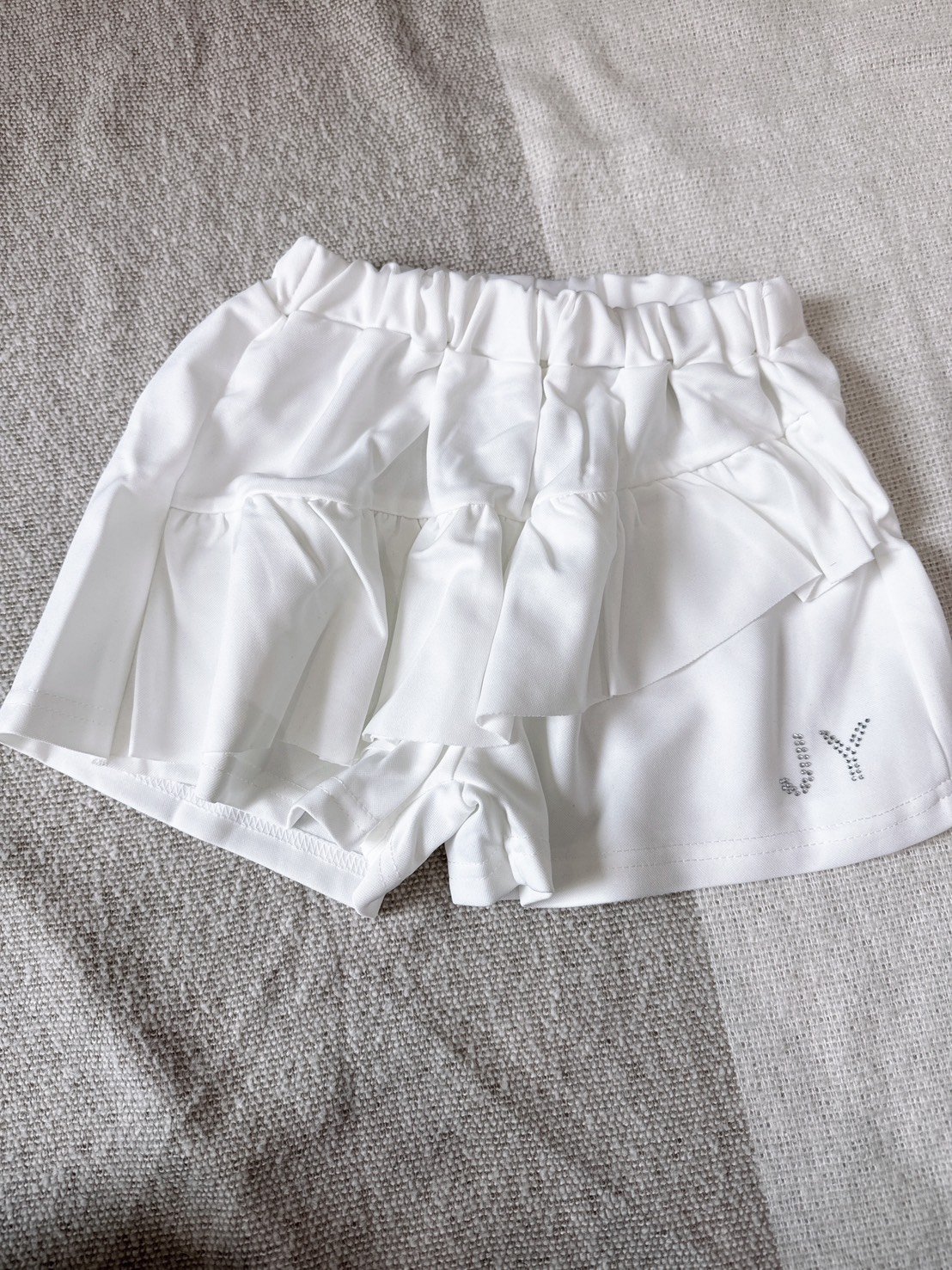 【甜心荷葉水鑽短褲】