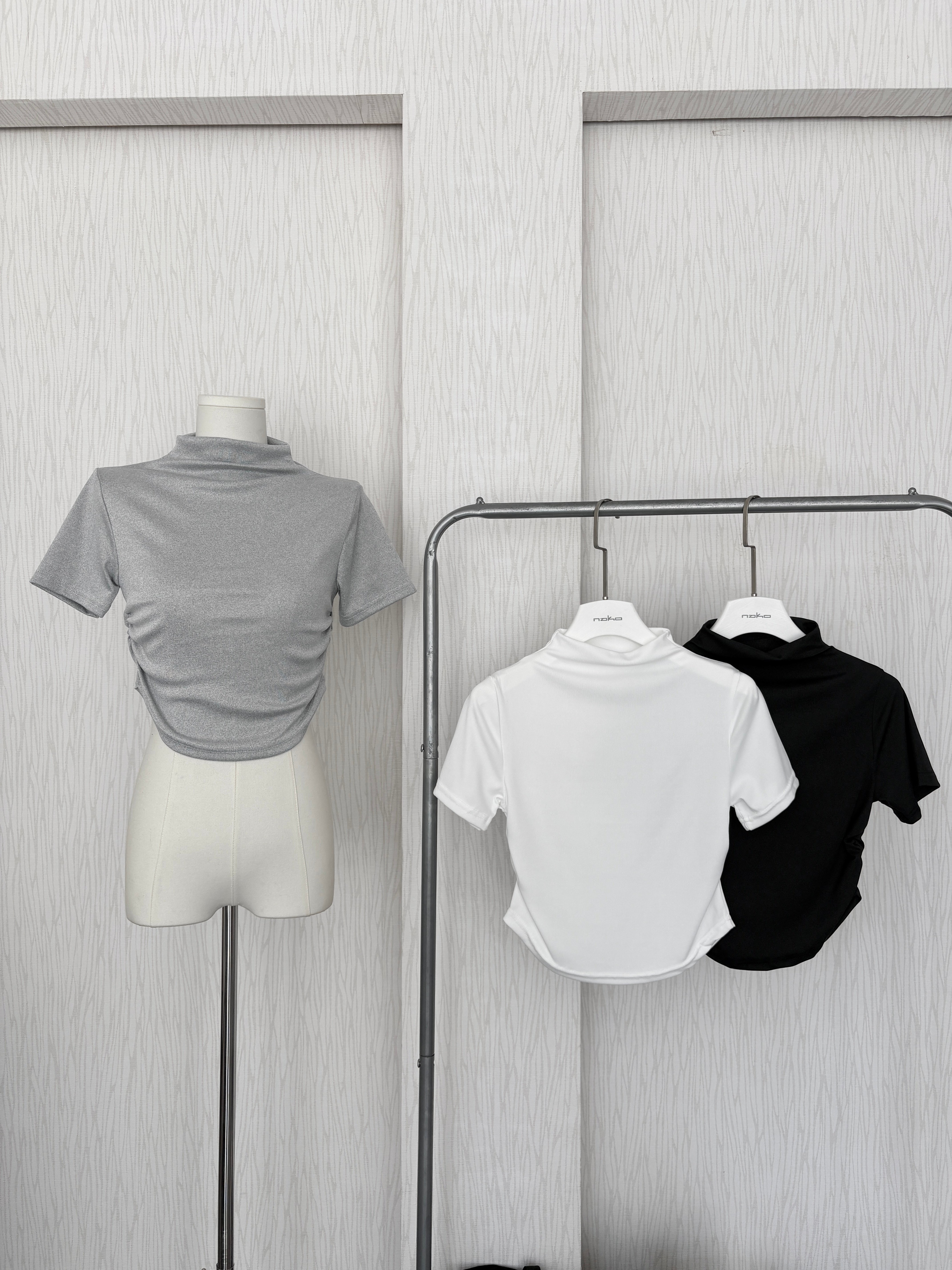 春夏款☀️立領短袖收腰下U軟薄冰涼上衣