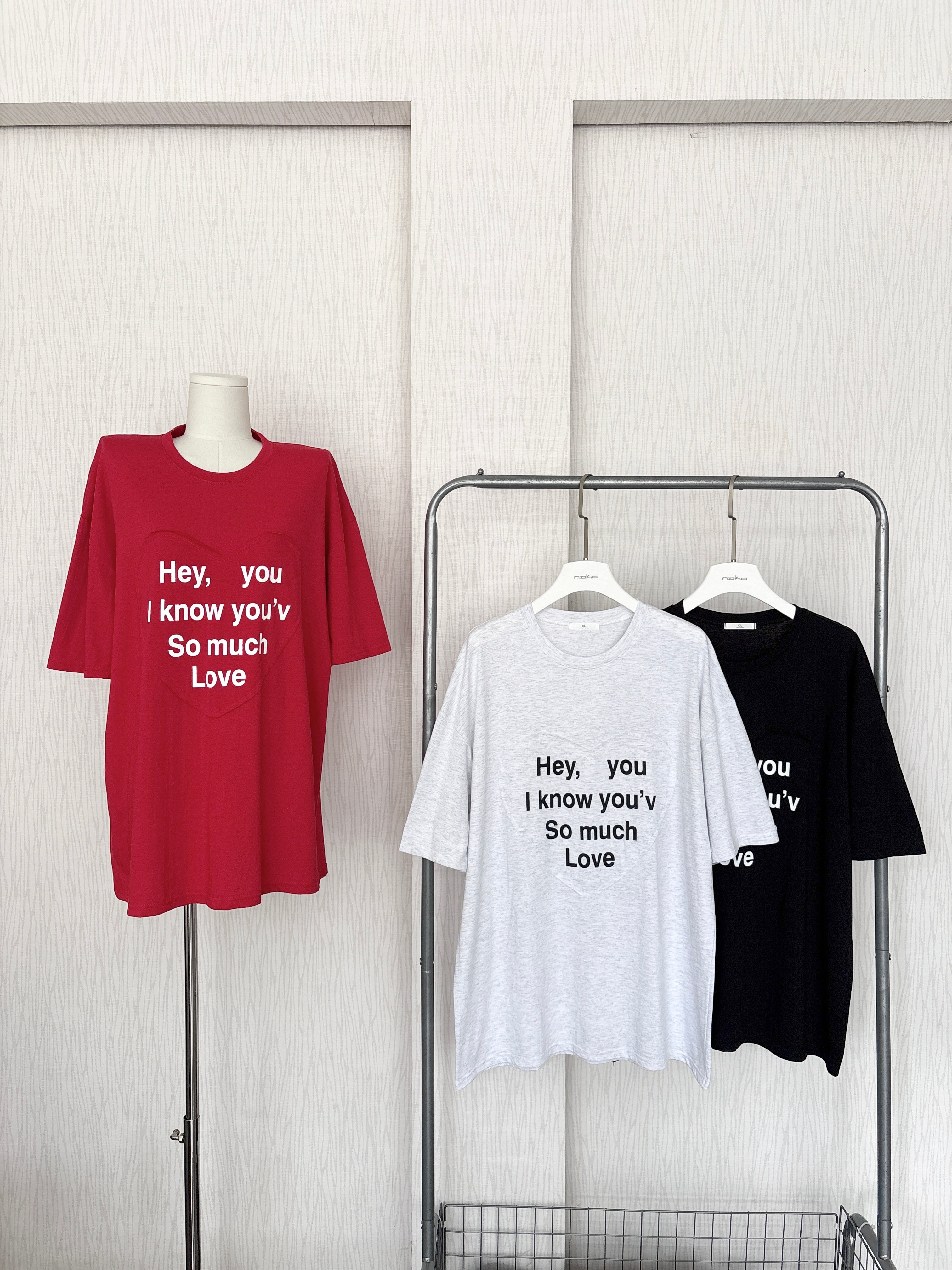 5月連線🇰🇷Love拼接愛心棉質寬鬆T恤