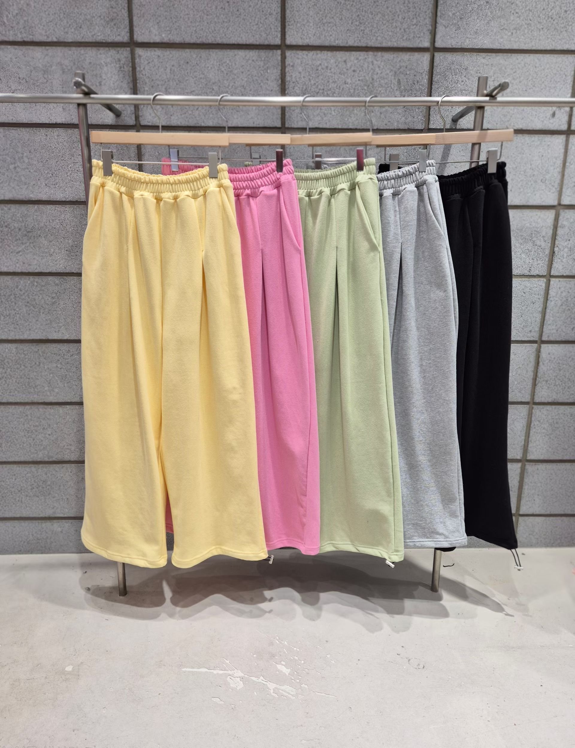 5月連線🇰🇷夏日糖果色加寬闊腿棉褲