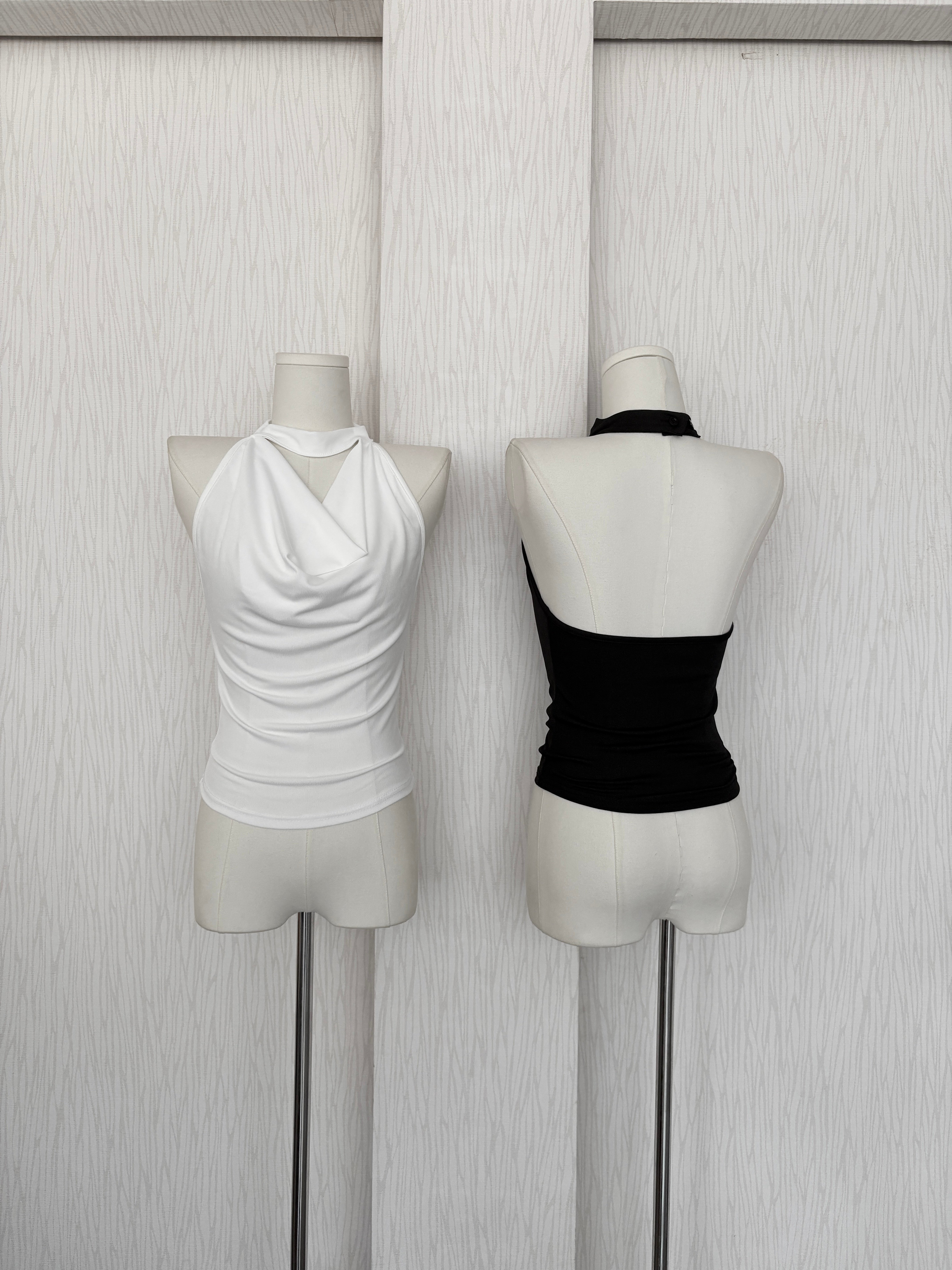 千金風垂墜領掛脖雪紡腰身無袖上衣