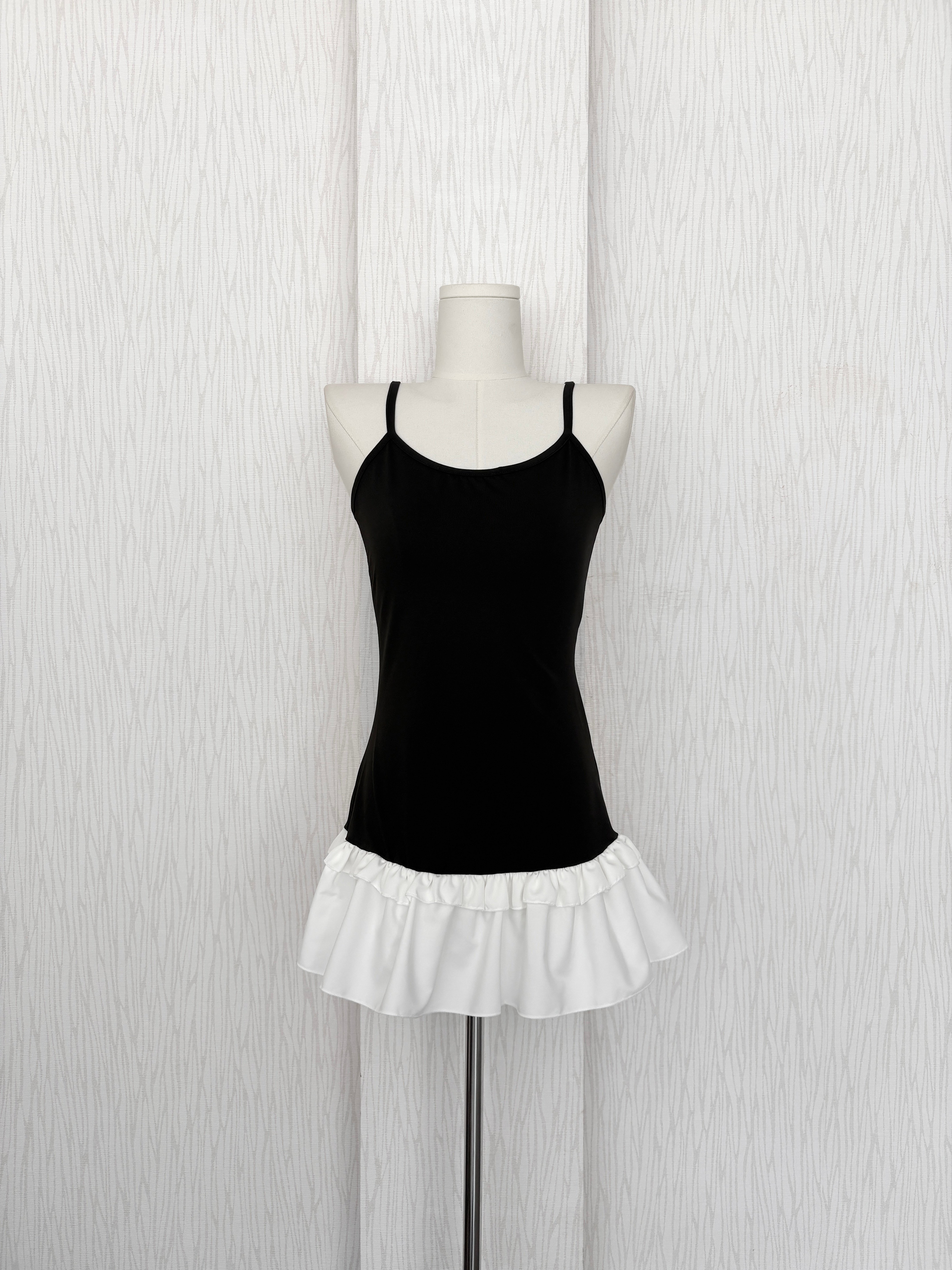 韓系拼接蛋糕下擺細肩打底背心裙