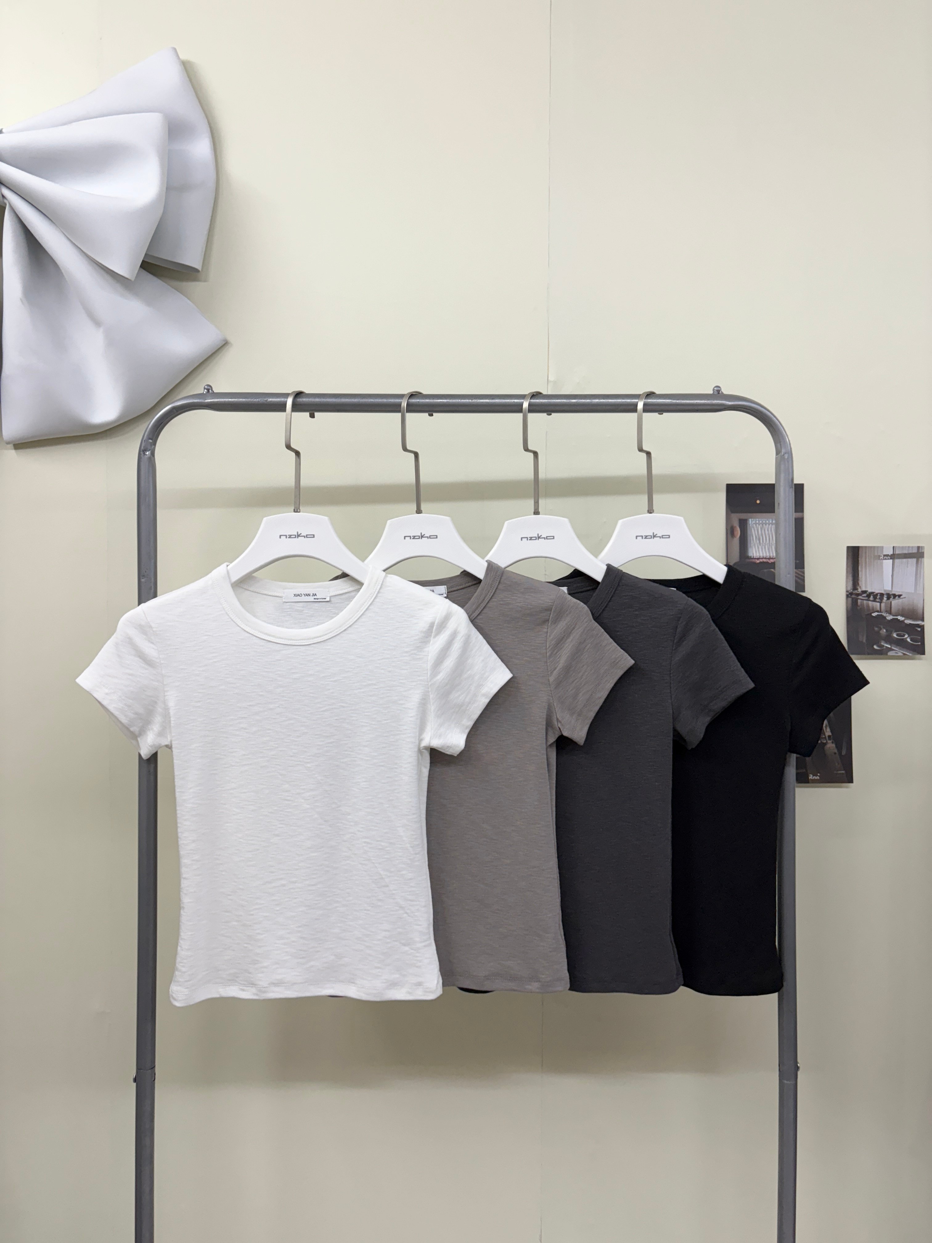 超舒服彈性竹節棉腰身短袖上衣