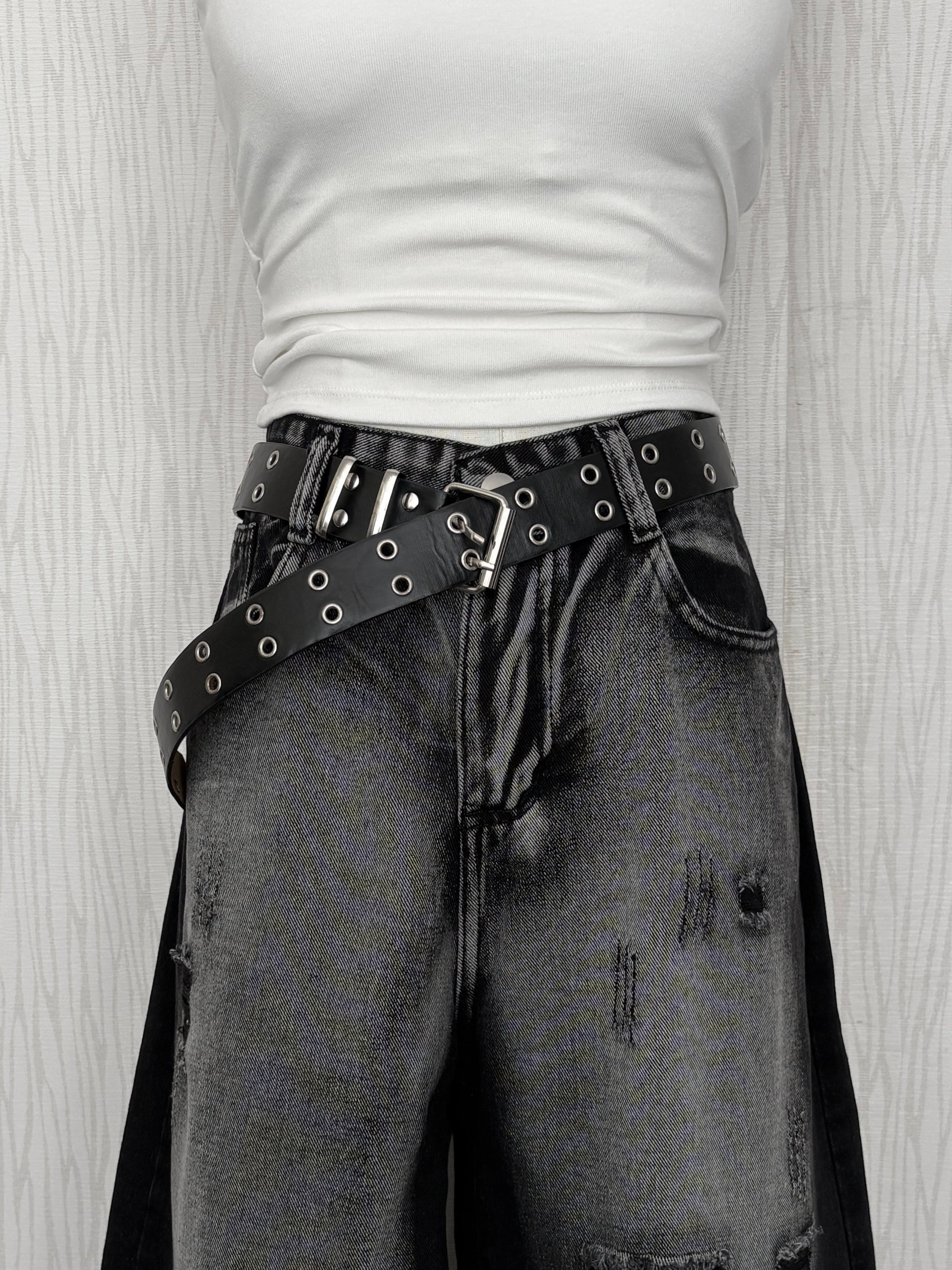 【現貨】萬年百搭酷帥款雙排洞洞皮帶