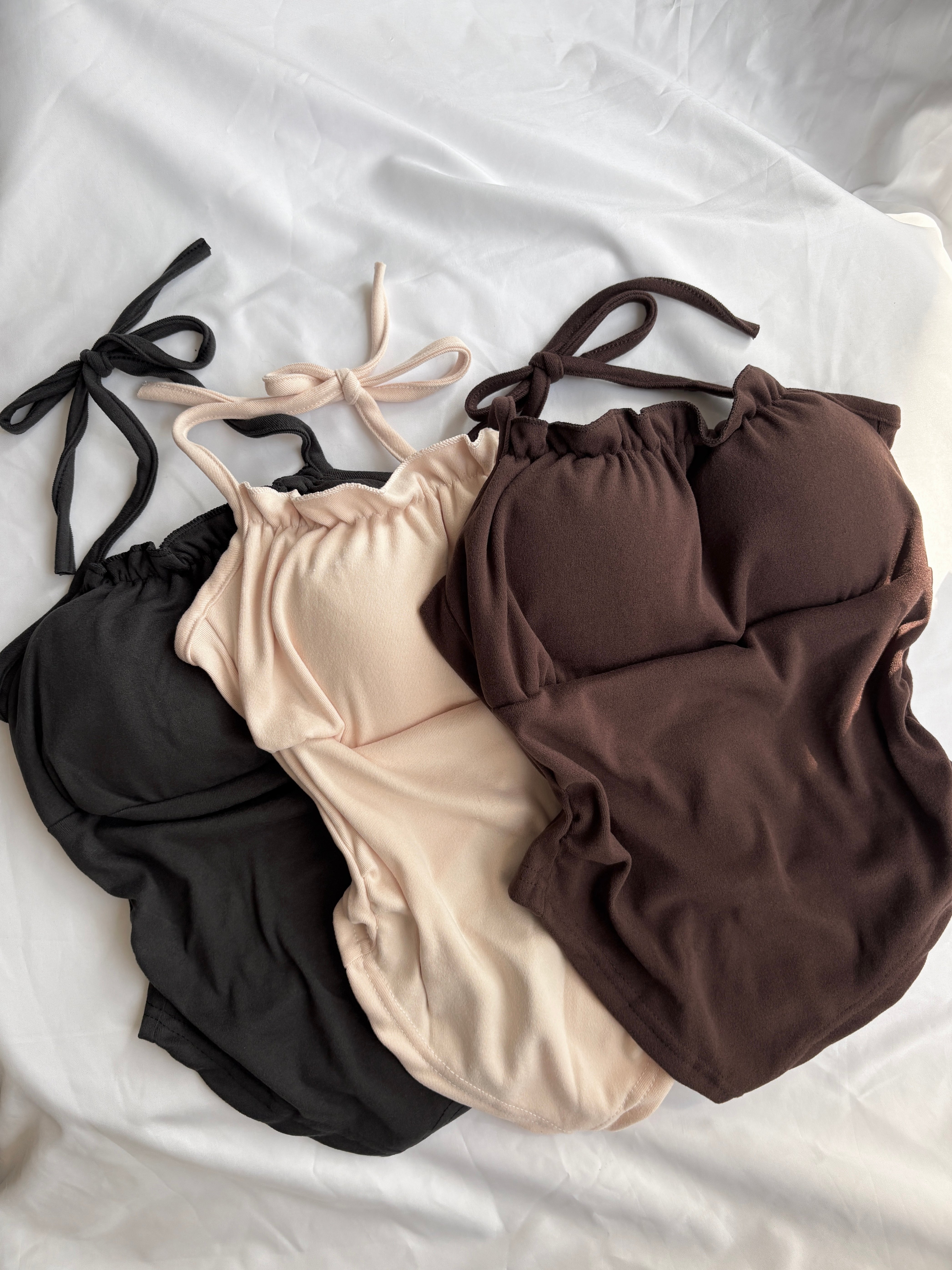 秋冬款-掛脖下V軟綿磨毛罩杯背心