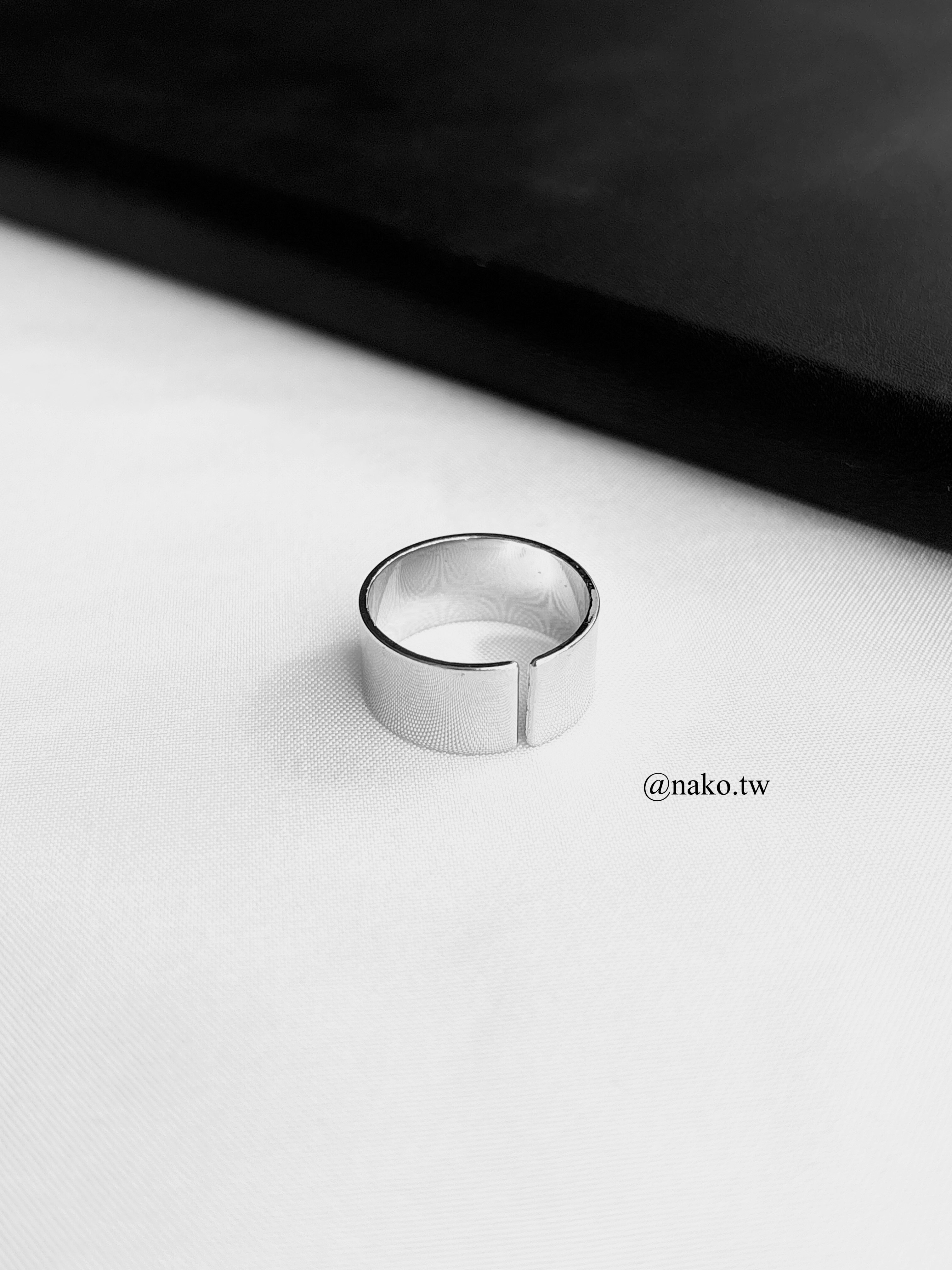 簡約銀寬版開口戒指