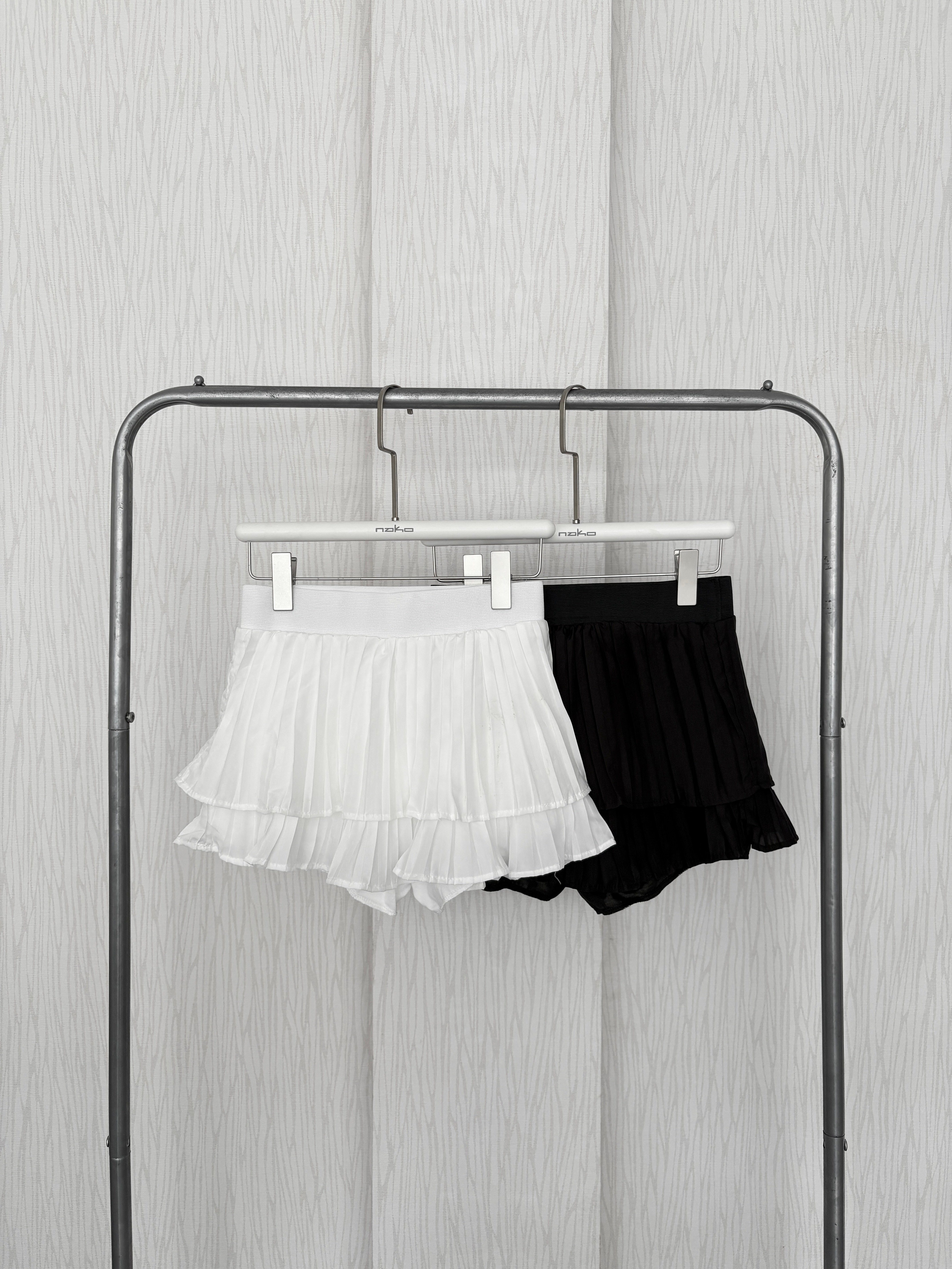 芭蕾蛋糕細百褶雪紡短褲裙