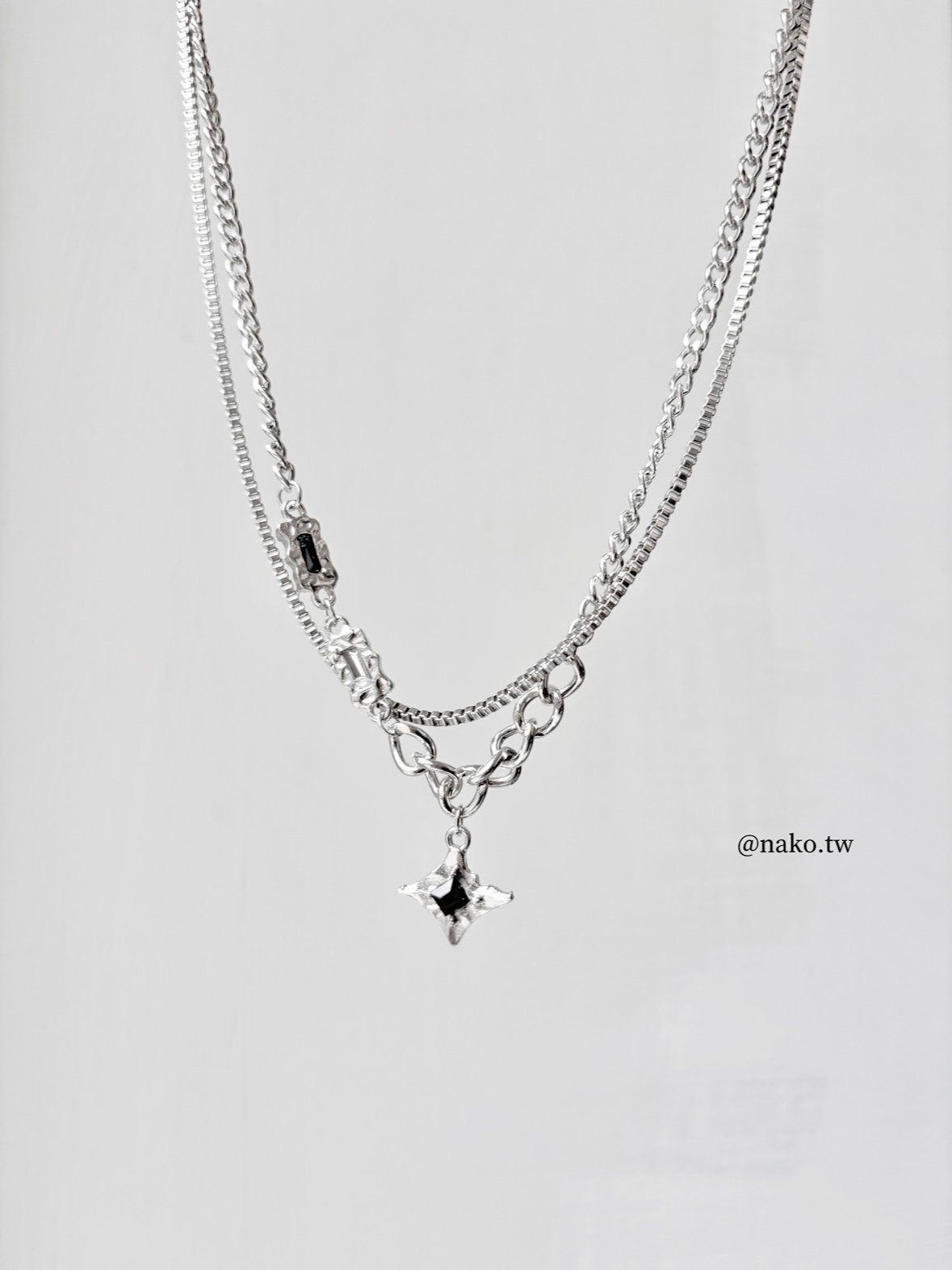 黑曜石墜飾雙層項鍊