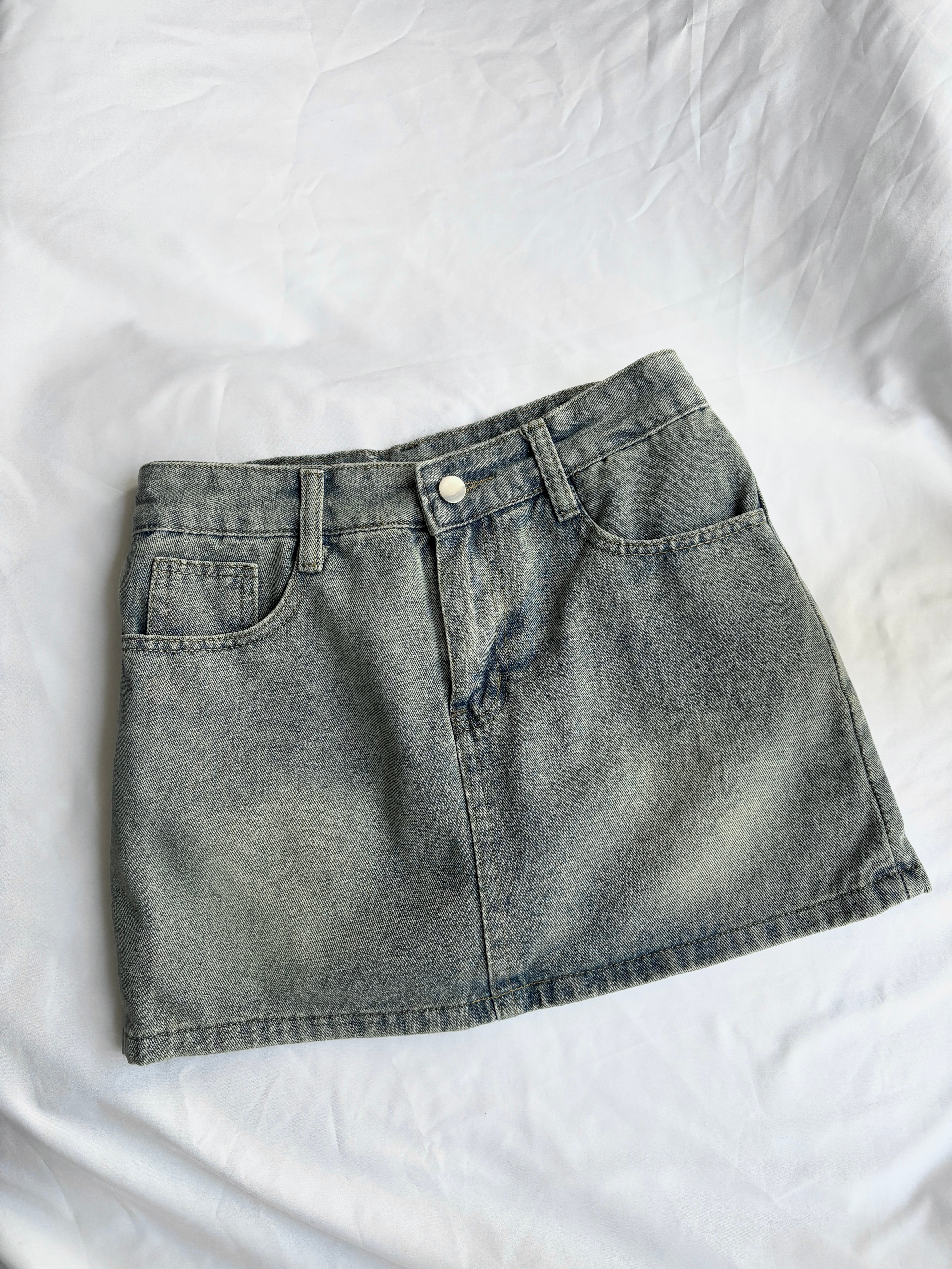 超好穿.ᐟ 復古高腰貼身薄軟牛仔褲裙