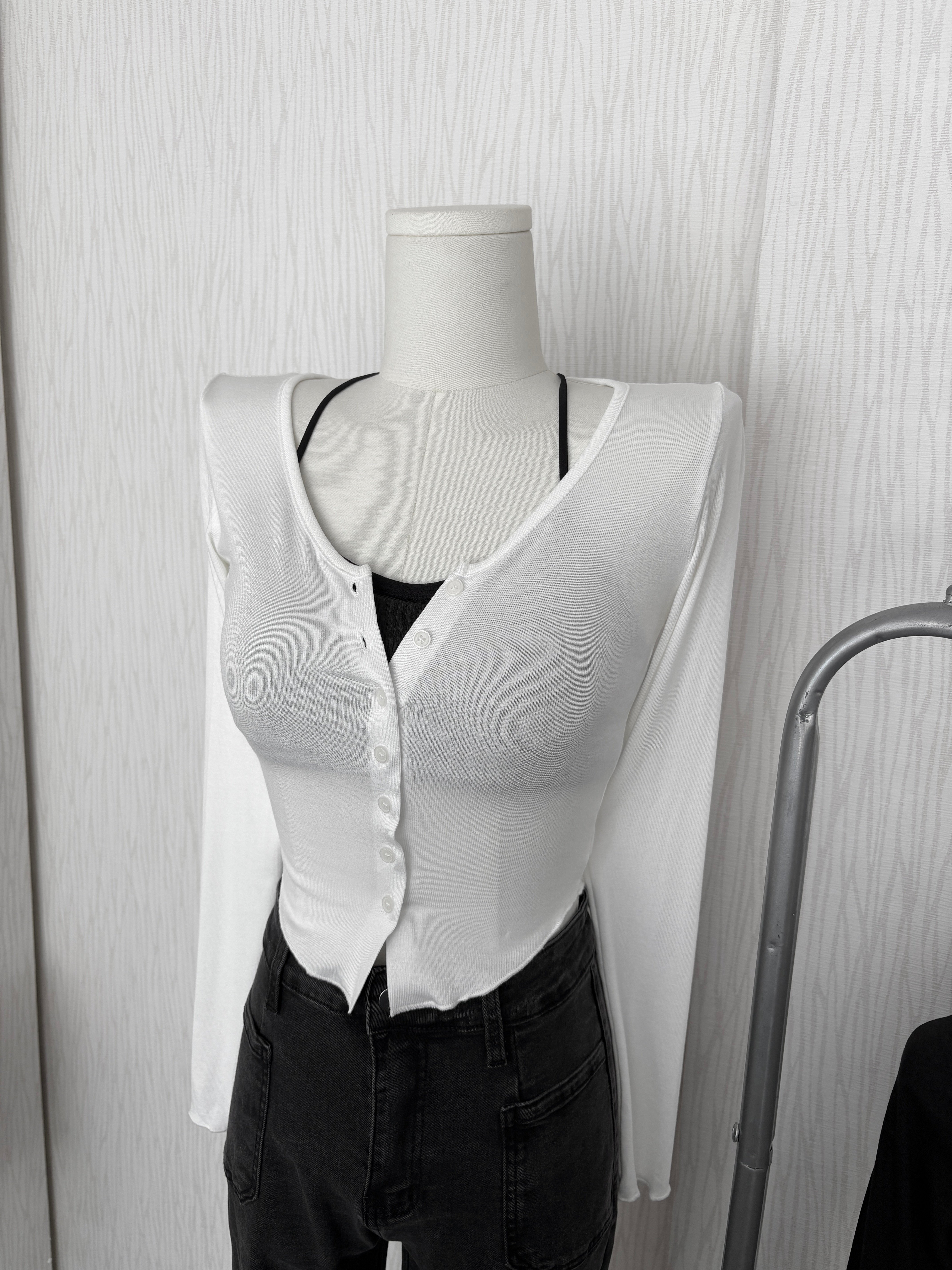 訂製款⊹排扣下U軟綿超彈貼身長袖上衣