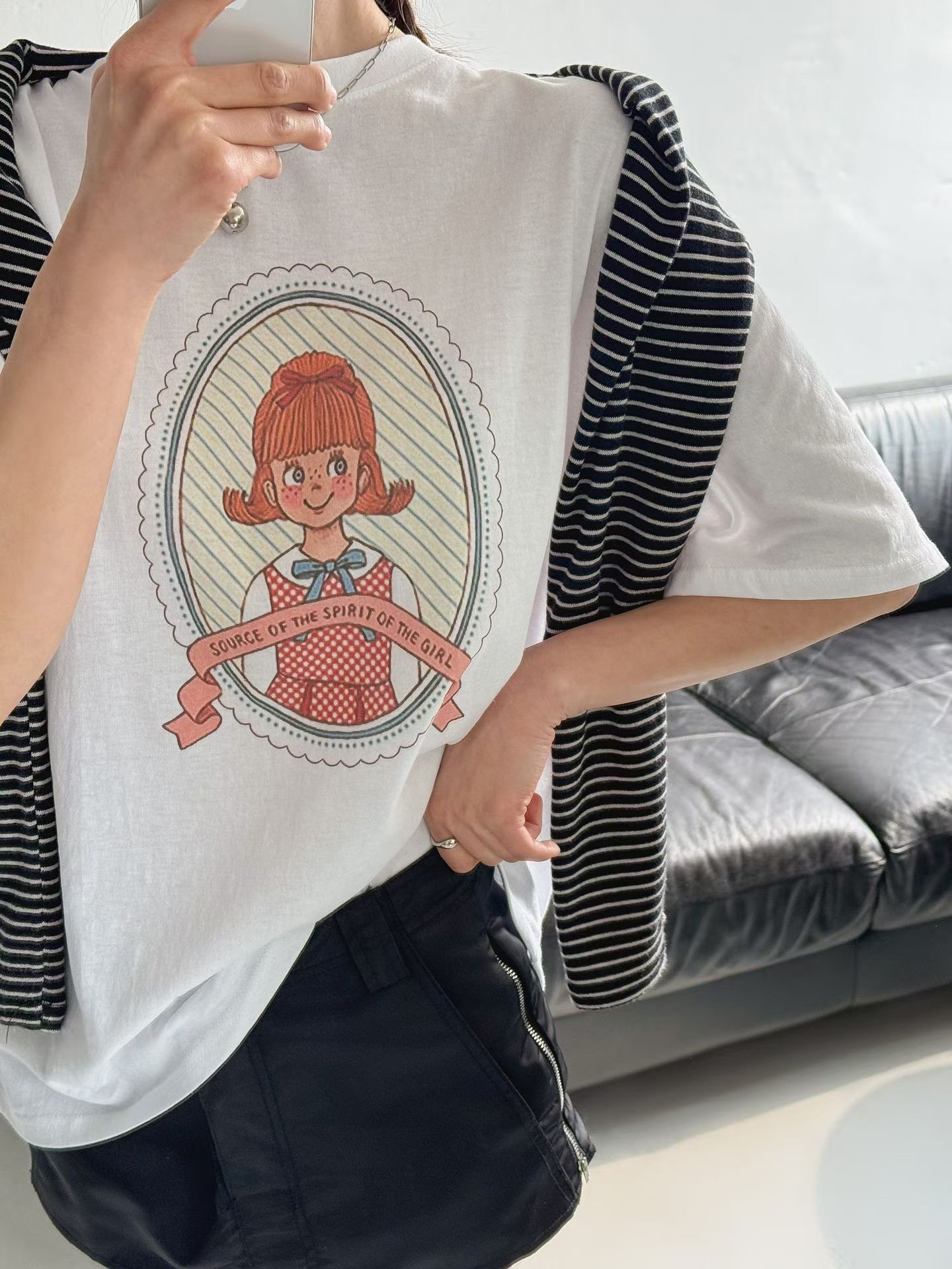 5月連線🇰🇷法式圓框女孩棉質寬鬆T恤