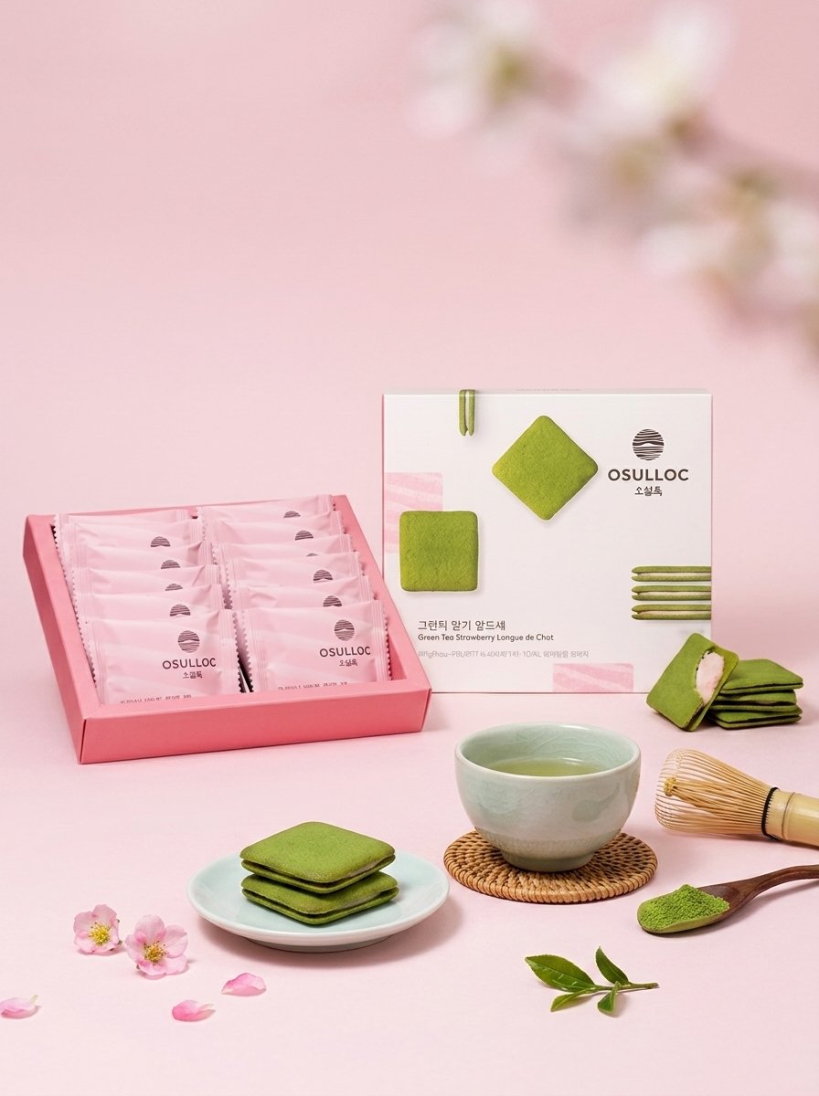 【限量】OSULLOC🇰🇷綠茶草莓奶油夾心薄餅