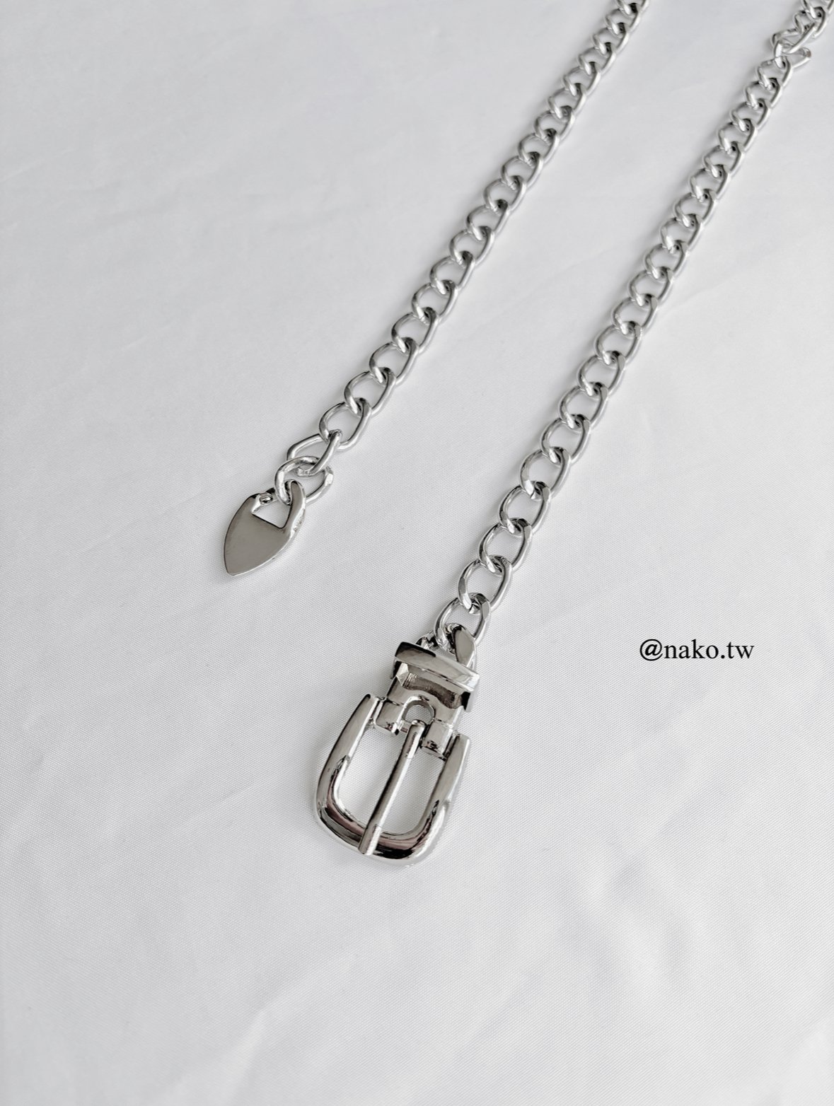 個性方頭銀色腰鍊