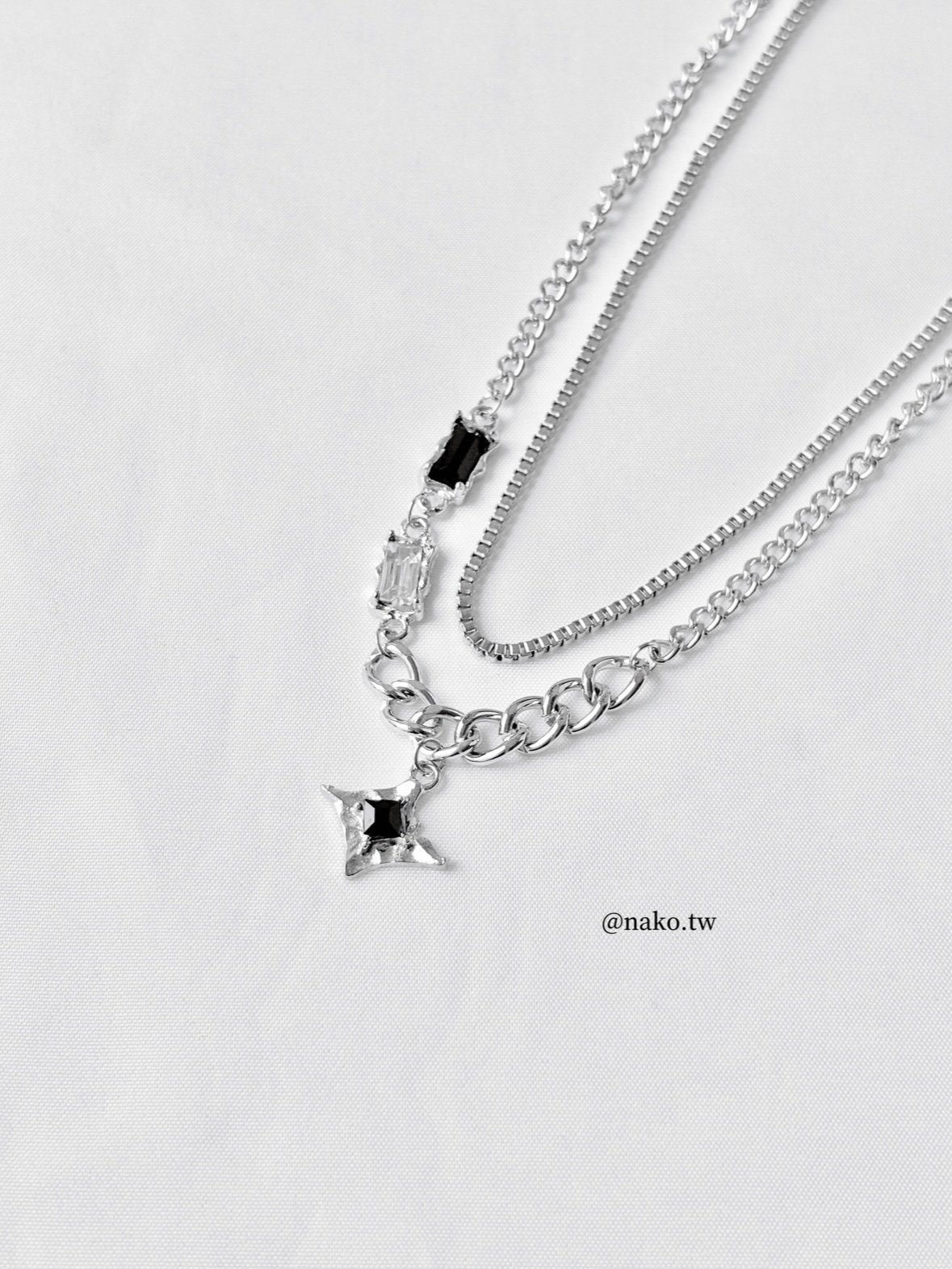 黑曜石墜飾雙層項鍊