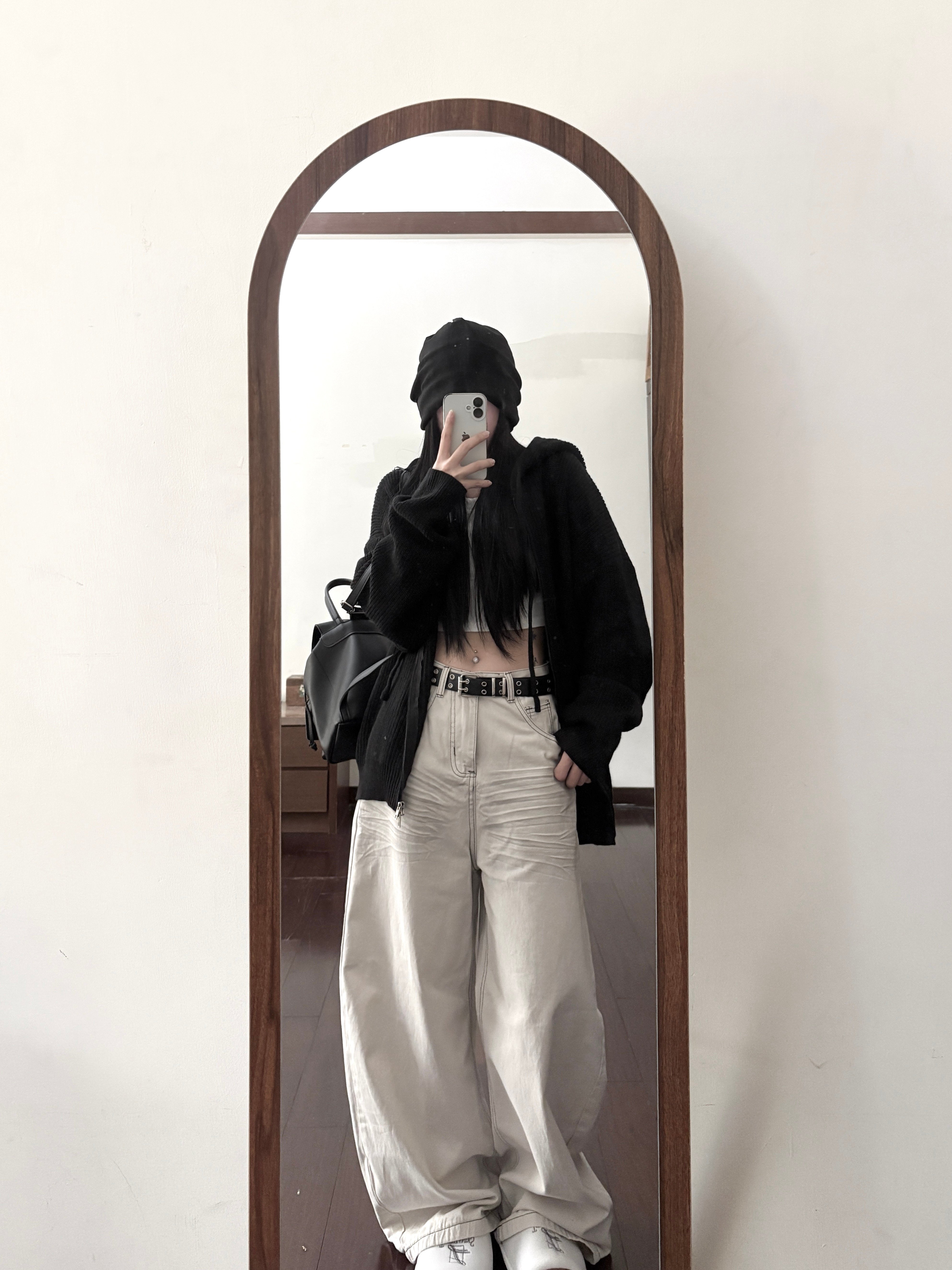 【現貨】寬鬆針織連帽雙拉鍊外套