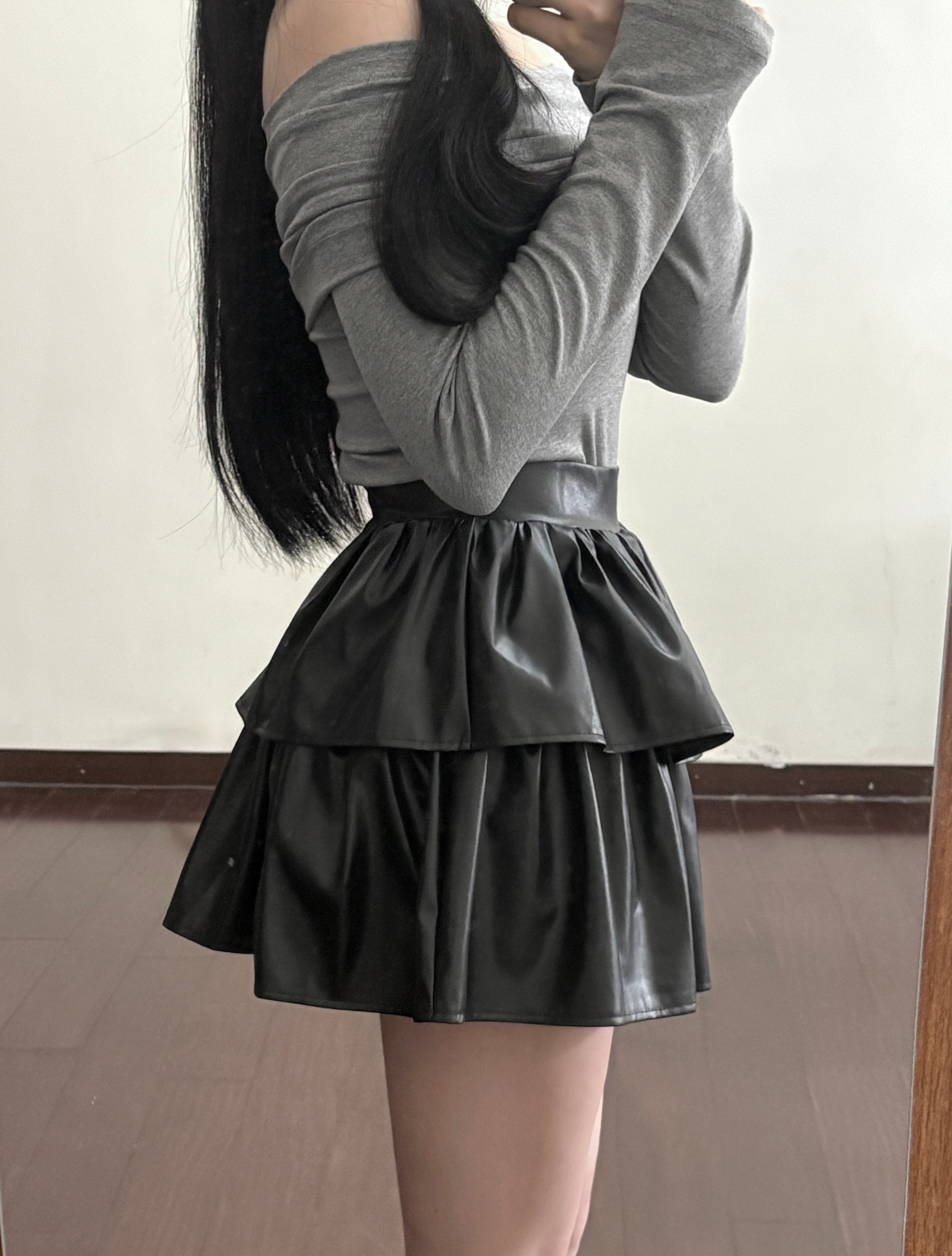 雙層蛋糕皮短褲裙