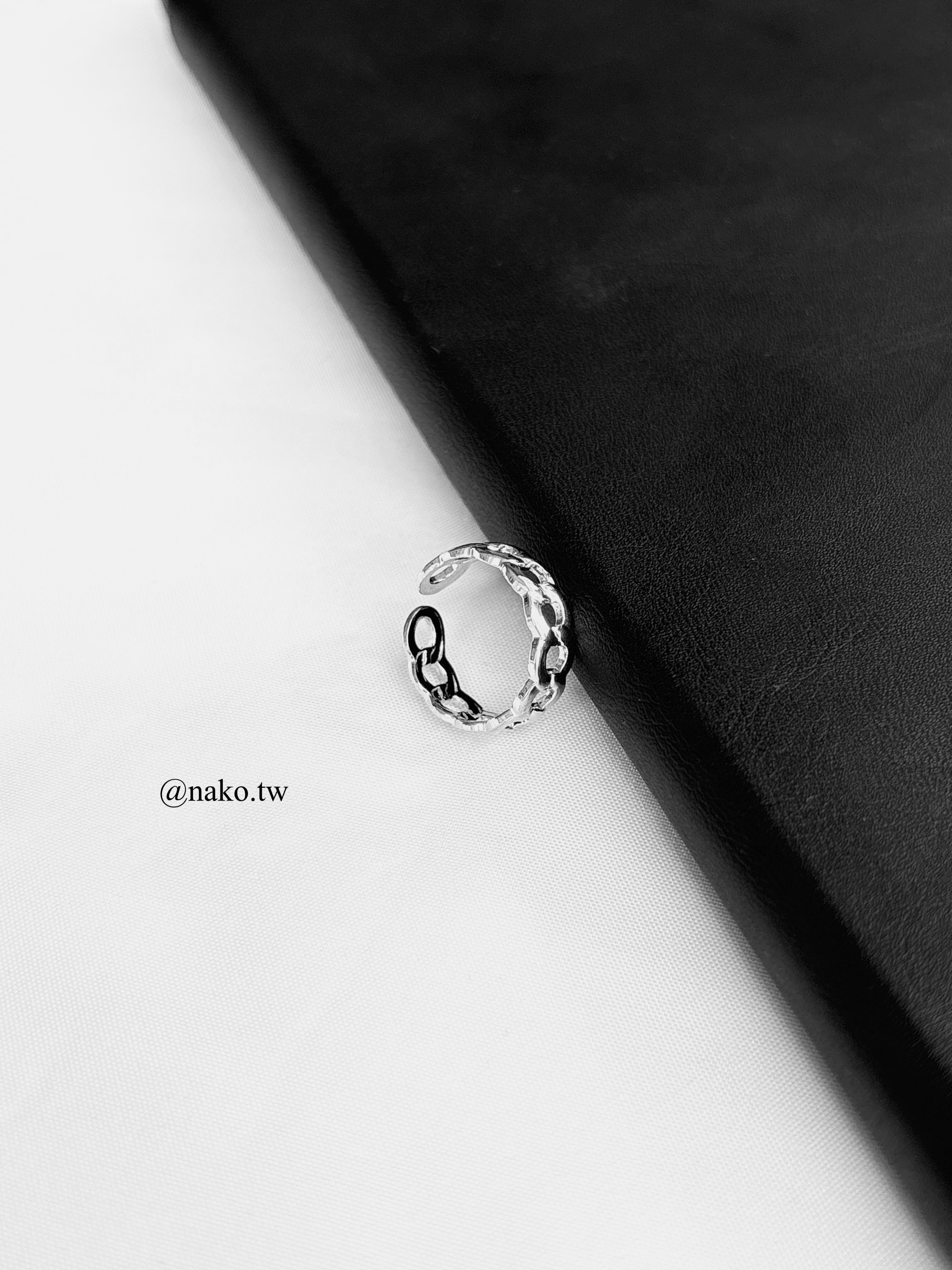 銀鎖鏈環開口戒指