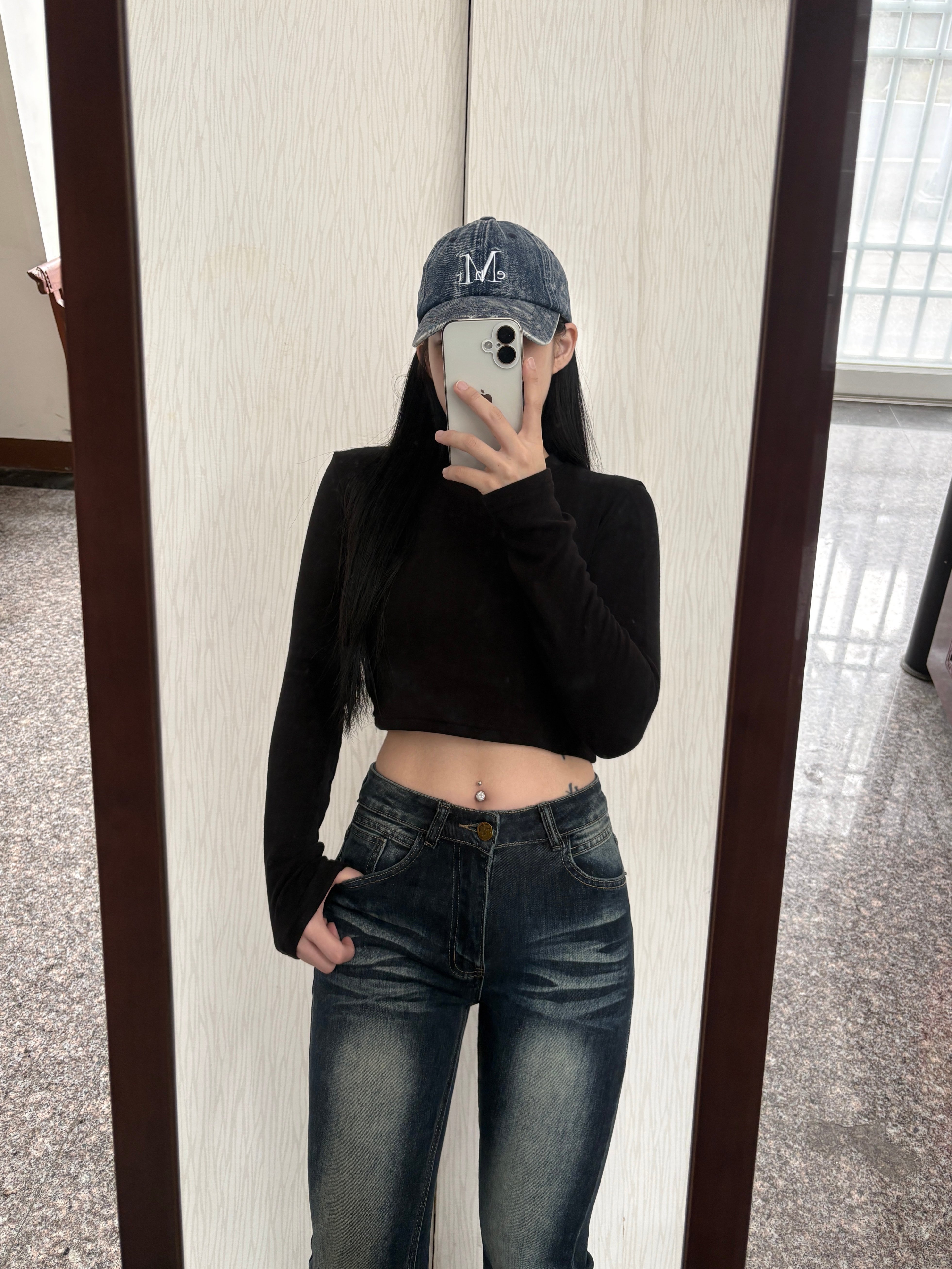 【換季特賣】素面圓領短版內磨毛長袖上衣