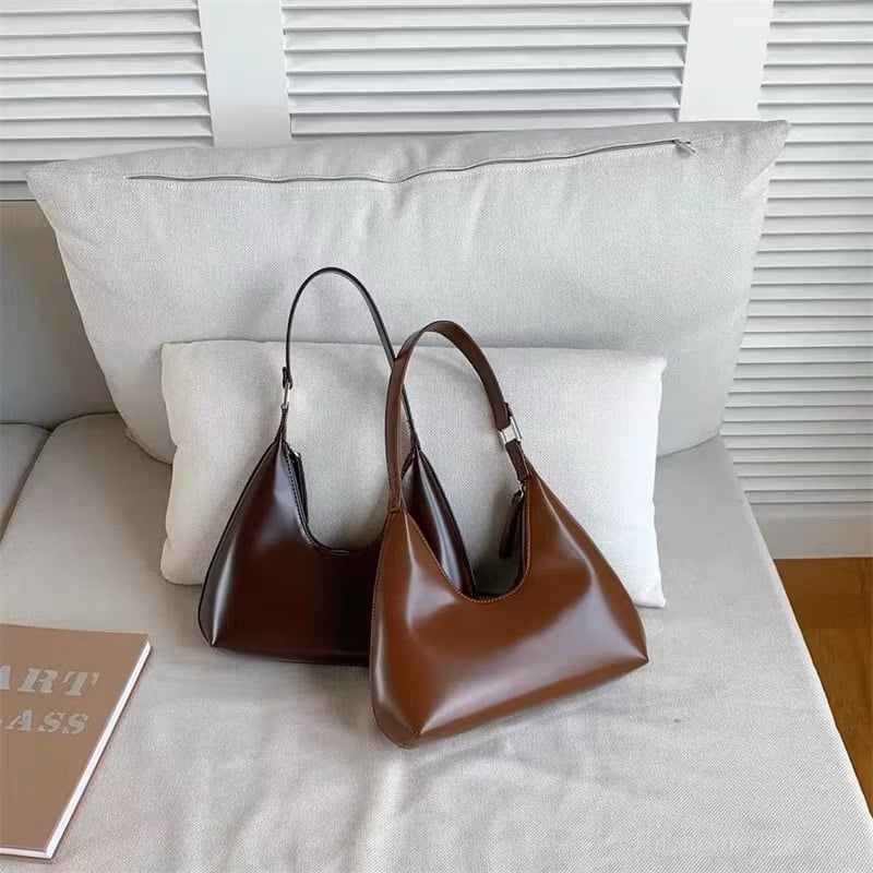 韓國單肩皮革月牙包