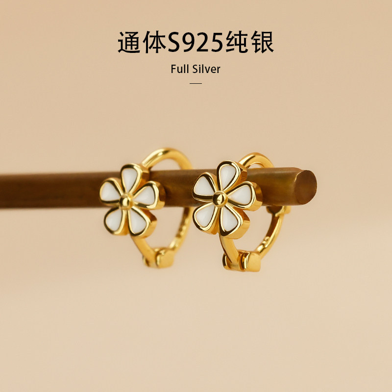 925純銀花朵耳環耳扣小眾設計2026年新款潮花瓣耳釘養耳洞耳飾ins