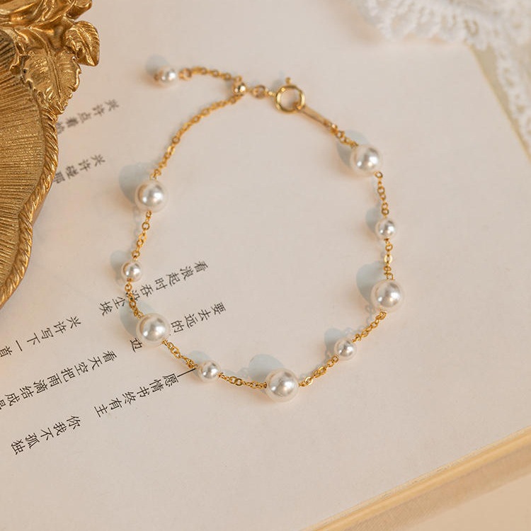 S925純銀滿天星珍珠手鏈女秋冬百搭輕奢手飾高級感不掉色手串飾品