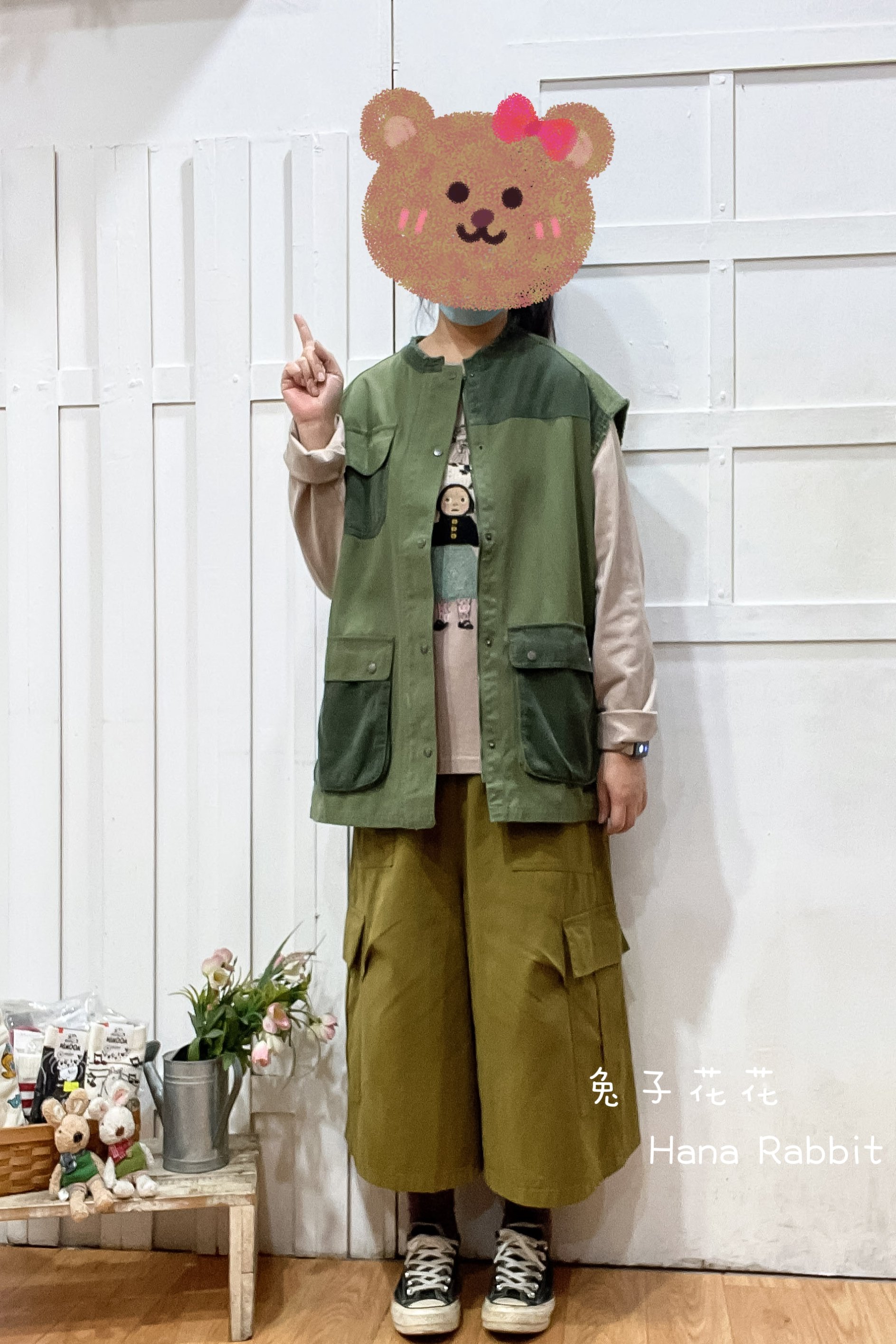 日系原單異布材質不修邊工裝背心 15535