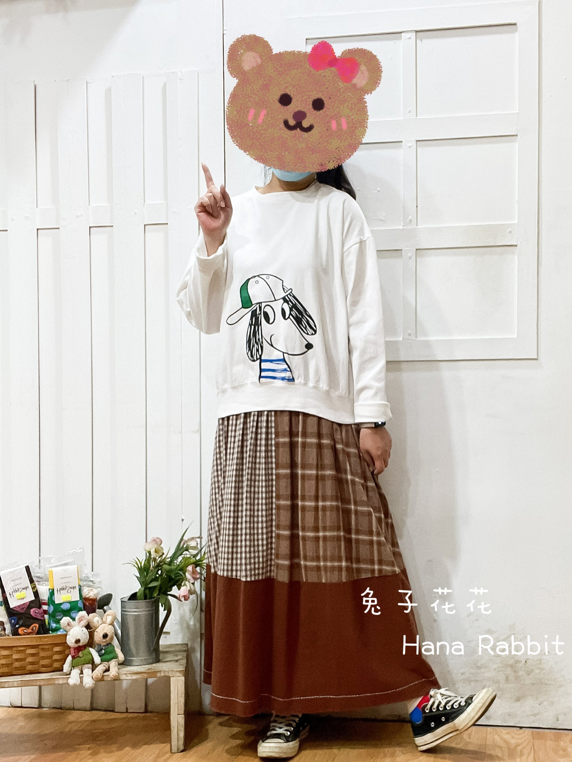 大耳狗印花重磅棉上衣(白) 30909