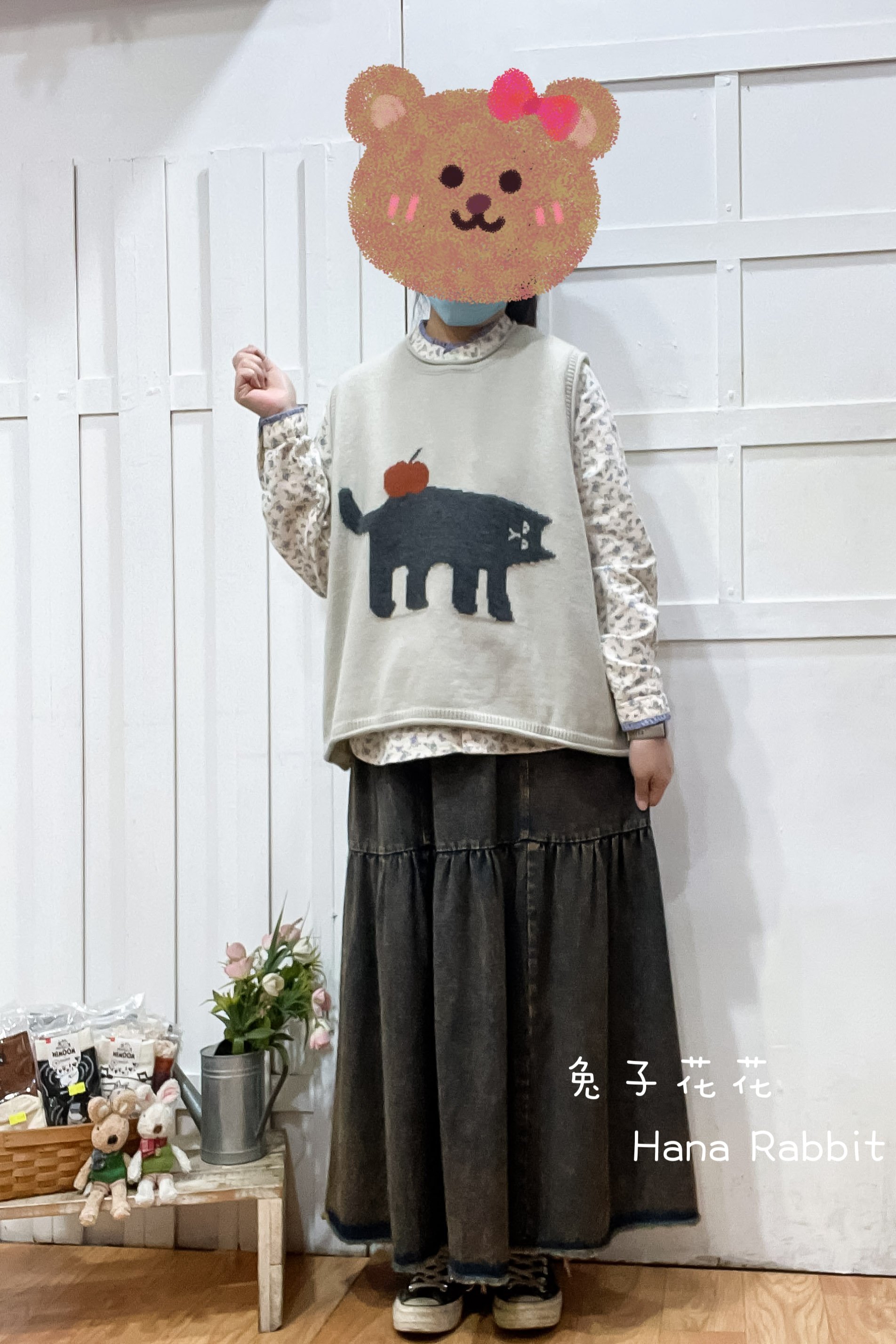 蘋果小貓咪針織背心 13934