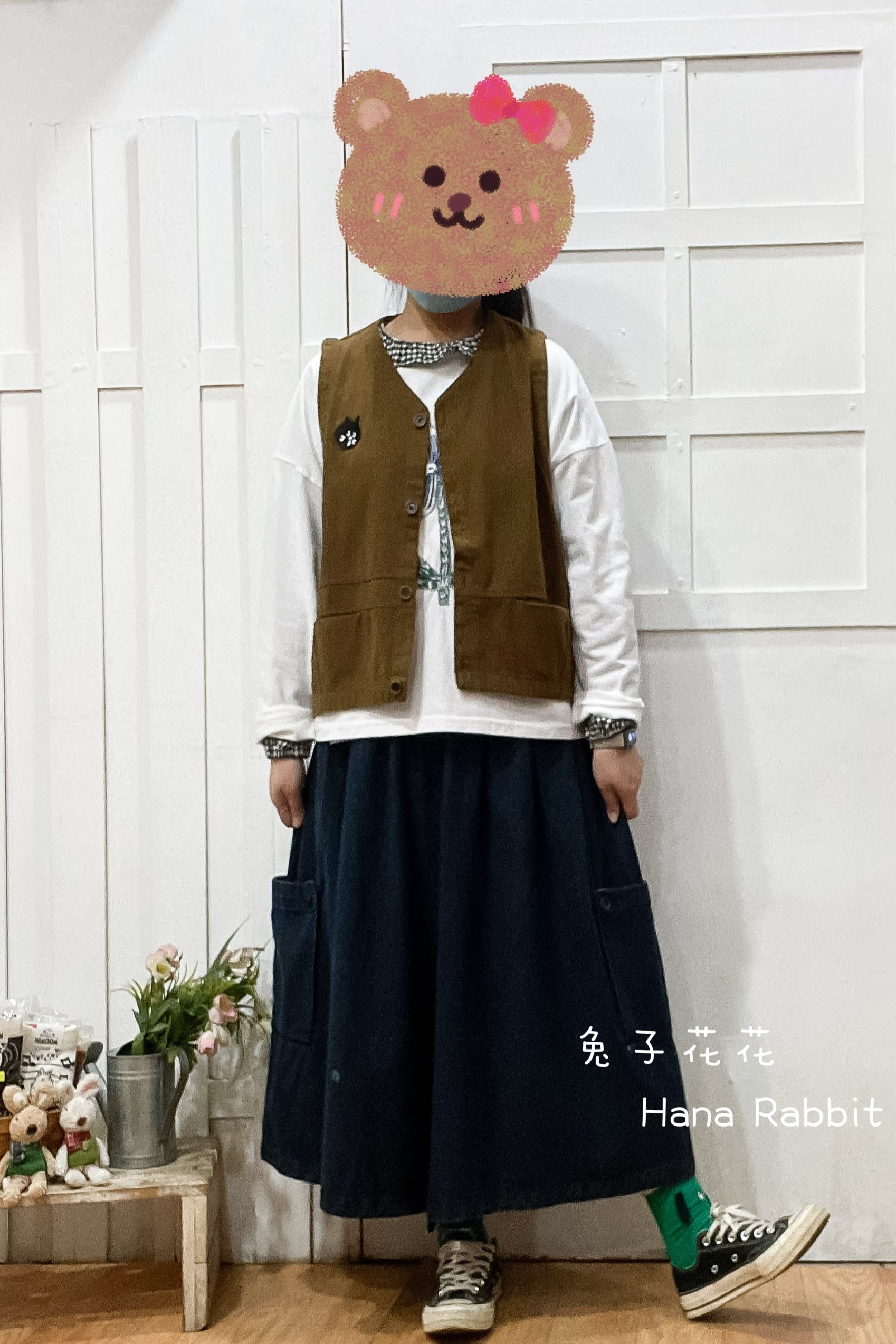 驚訝貓不敗款簡約背心(駝) 14317