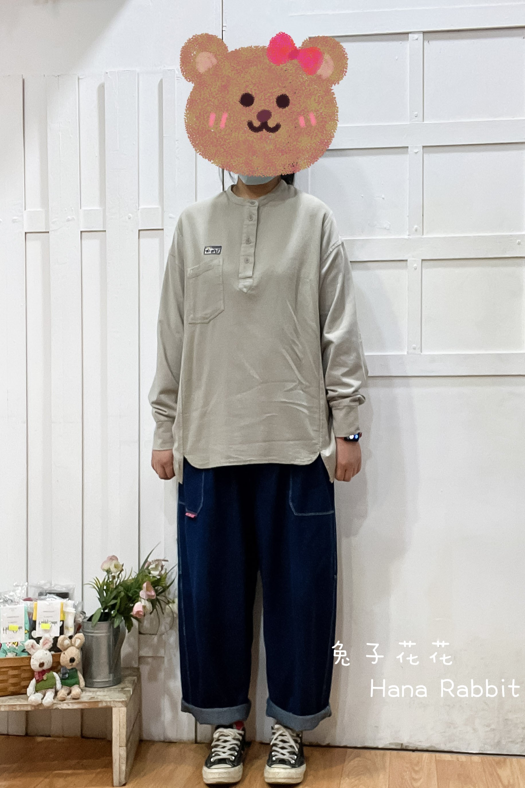 日系簡約半開襟棉麻上衣 14136