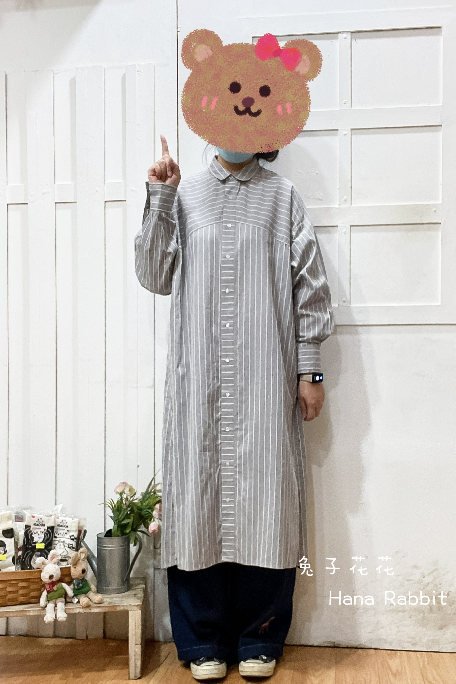 日系素雅條紋開襟洋裝 14413