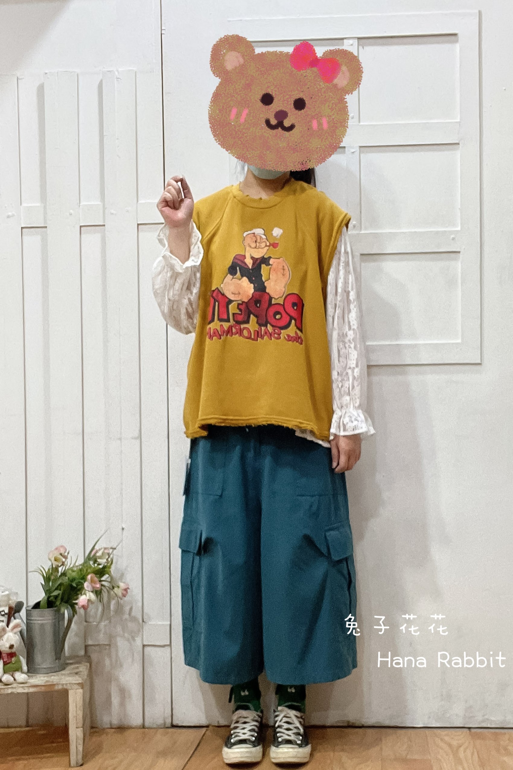 WE家破損感童趣毛圈棉背心(黃) 15453