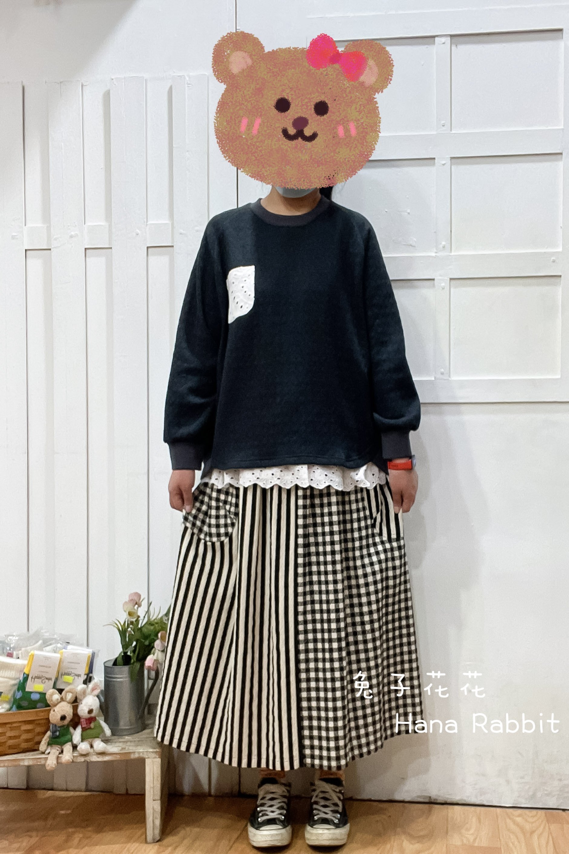 日系小口袋毛圈棉壓紋上衣 15294