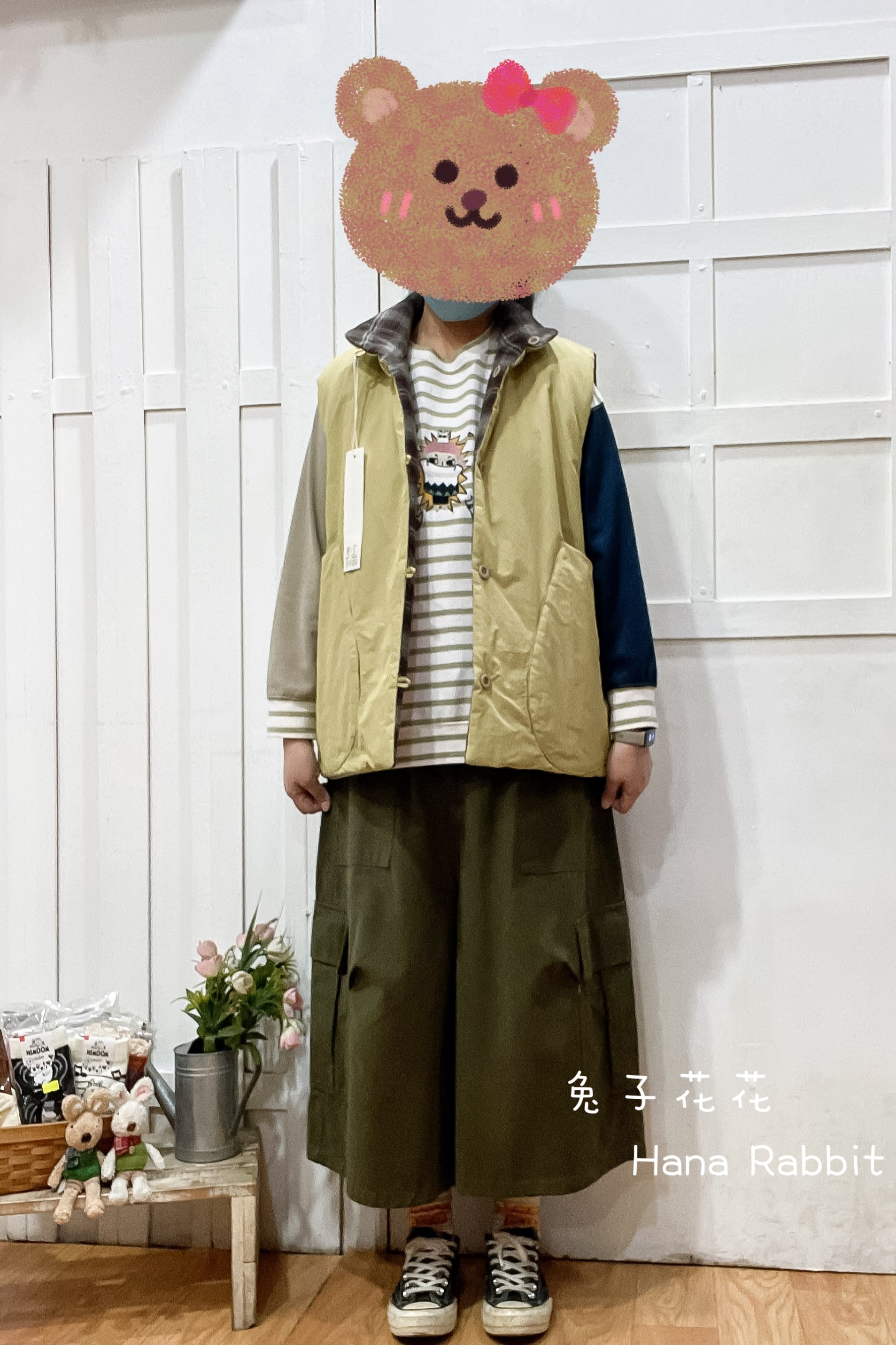 日系雙面穿立領鋪棉背心 31117