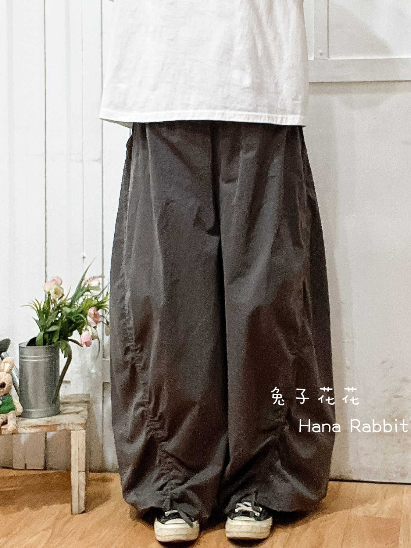 WE家純色抽繩南瓜造型褲(灰) 19452