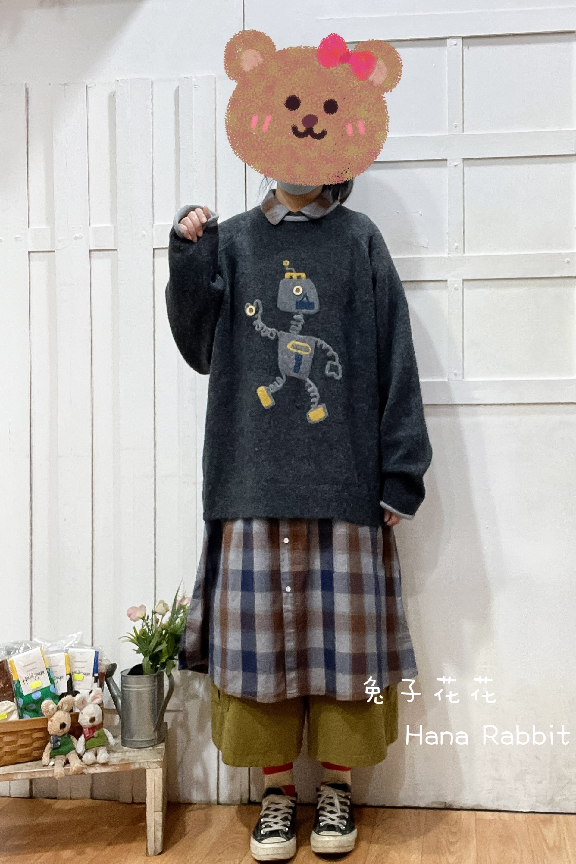 日系可愛感機器人針織毛衣 31117