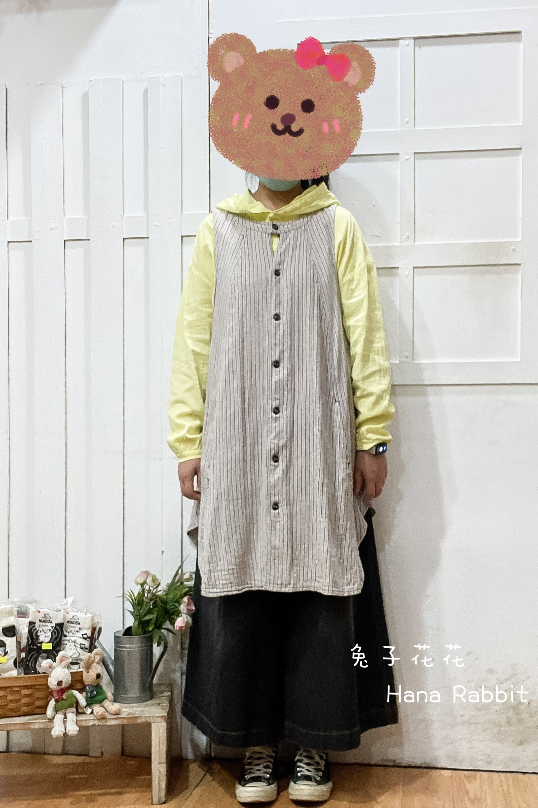 日系好搭配條紋開襟中長背心 13526