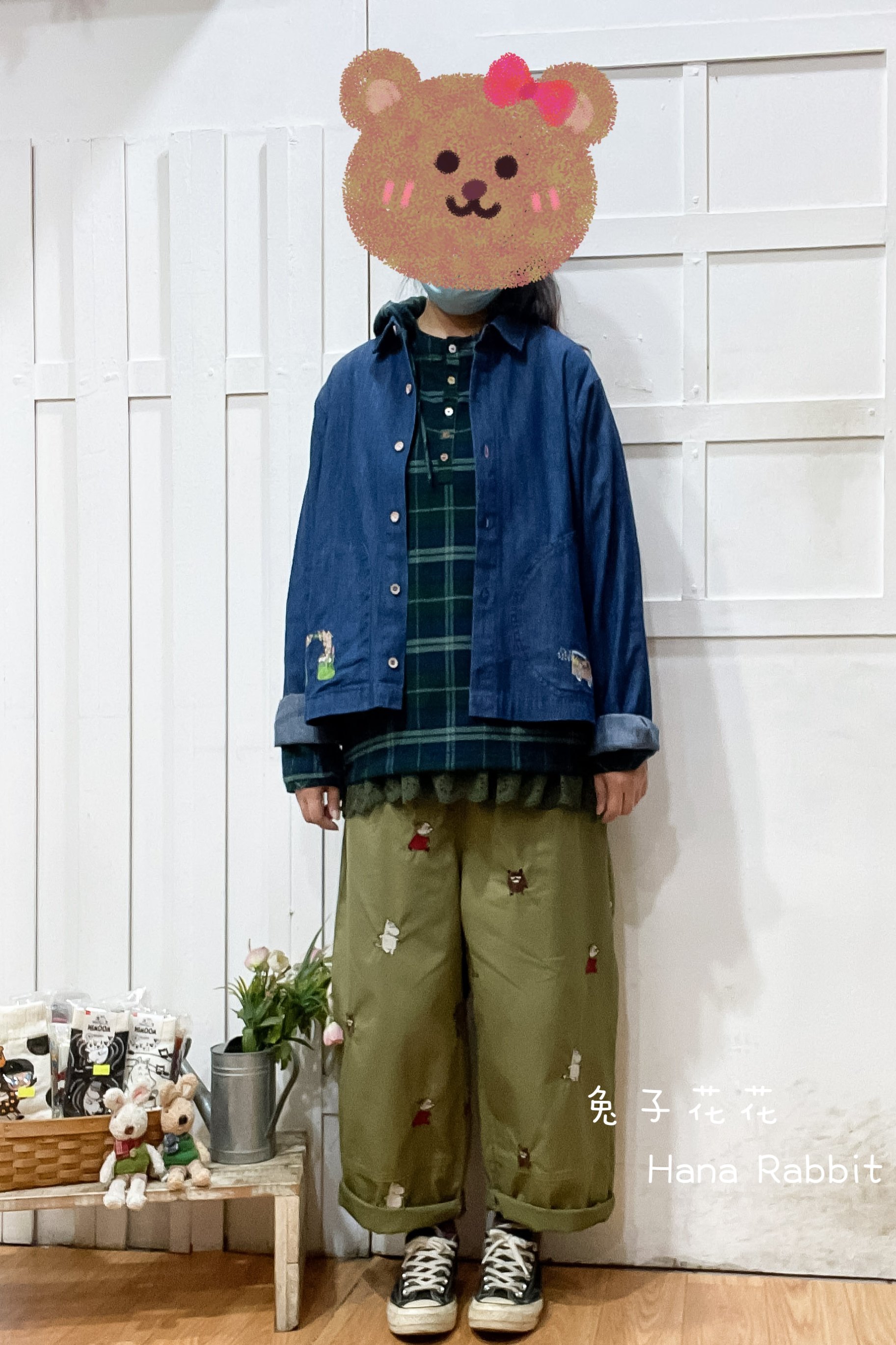 日系刺繡小車車開襟衫 13903