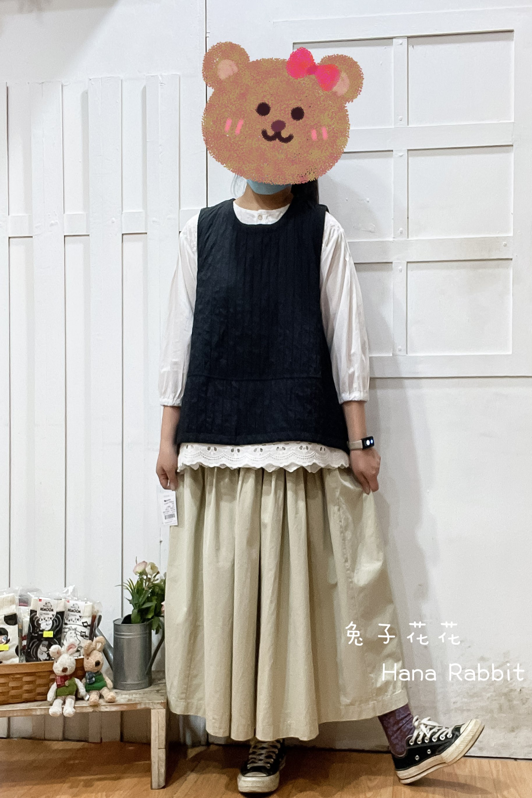 WE家疊穿假2件拚接蕾絲背心(黑) 30917