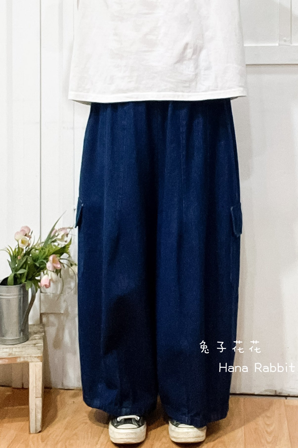 WE家丹寧闊腿工裝褲(藍) 16639