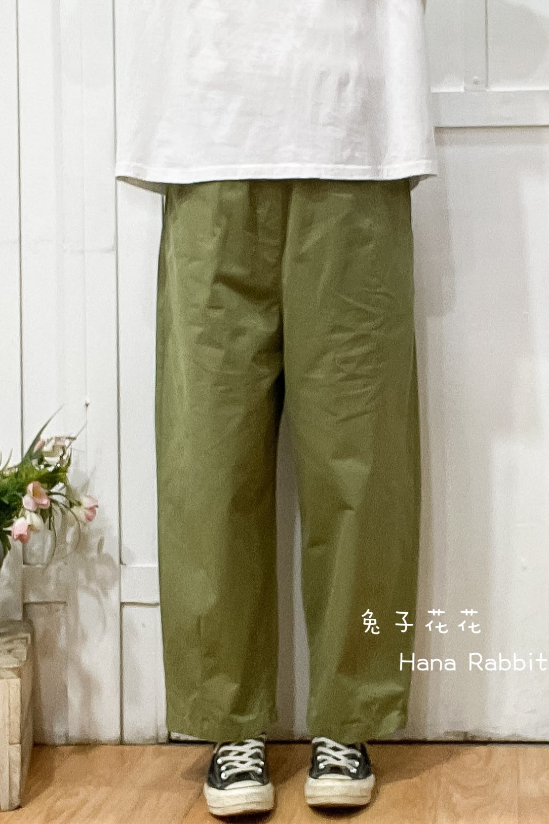 貓和魚簡約棉麻造型褲 16413